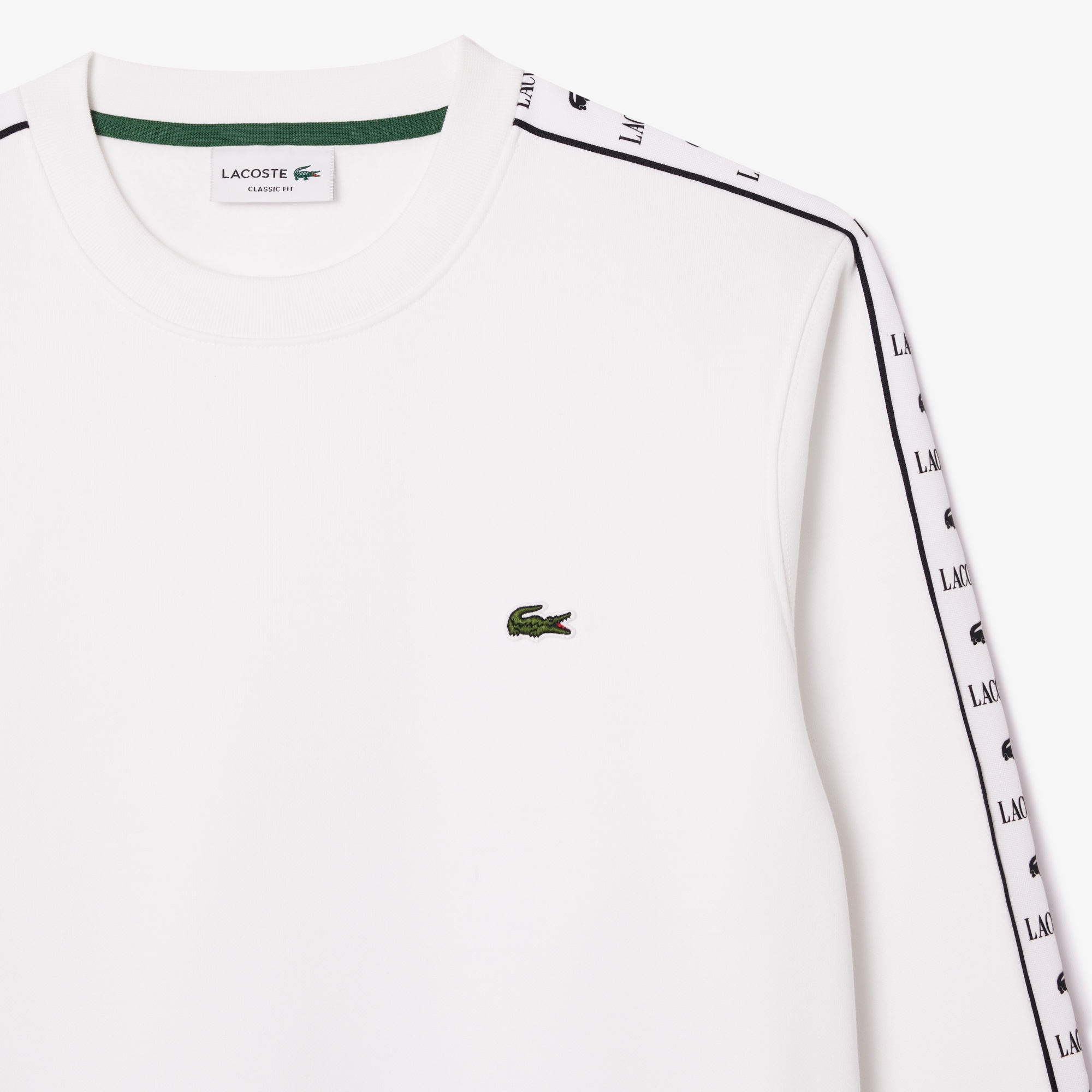 Lacoste Erkek Classic Fit Bisiklet Yaka Baskılı Beyaz Sweatshirt