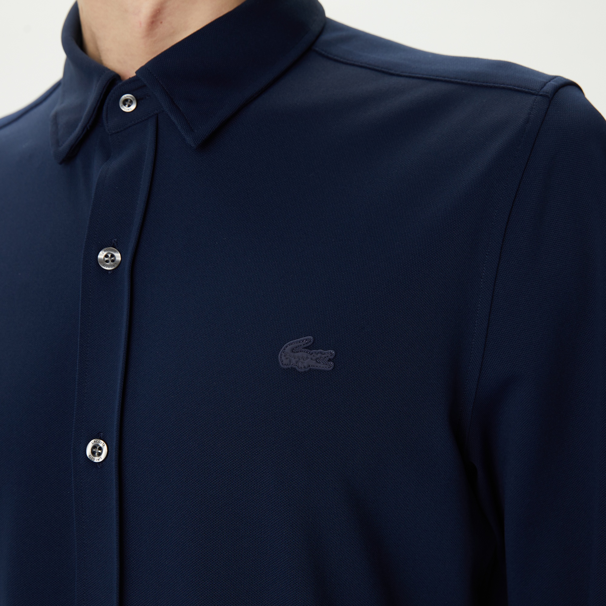 Lacoste Erkek Slim Fit Düğmeli Yaka Lacivert Gömlek
