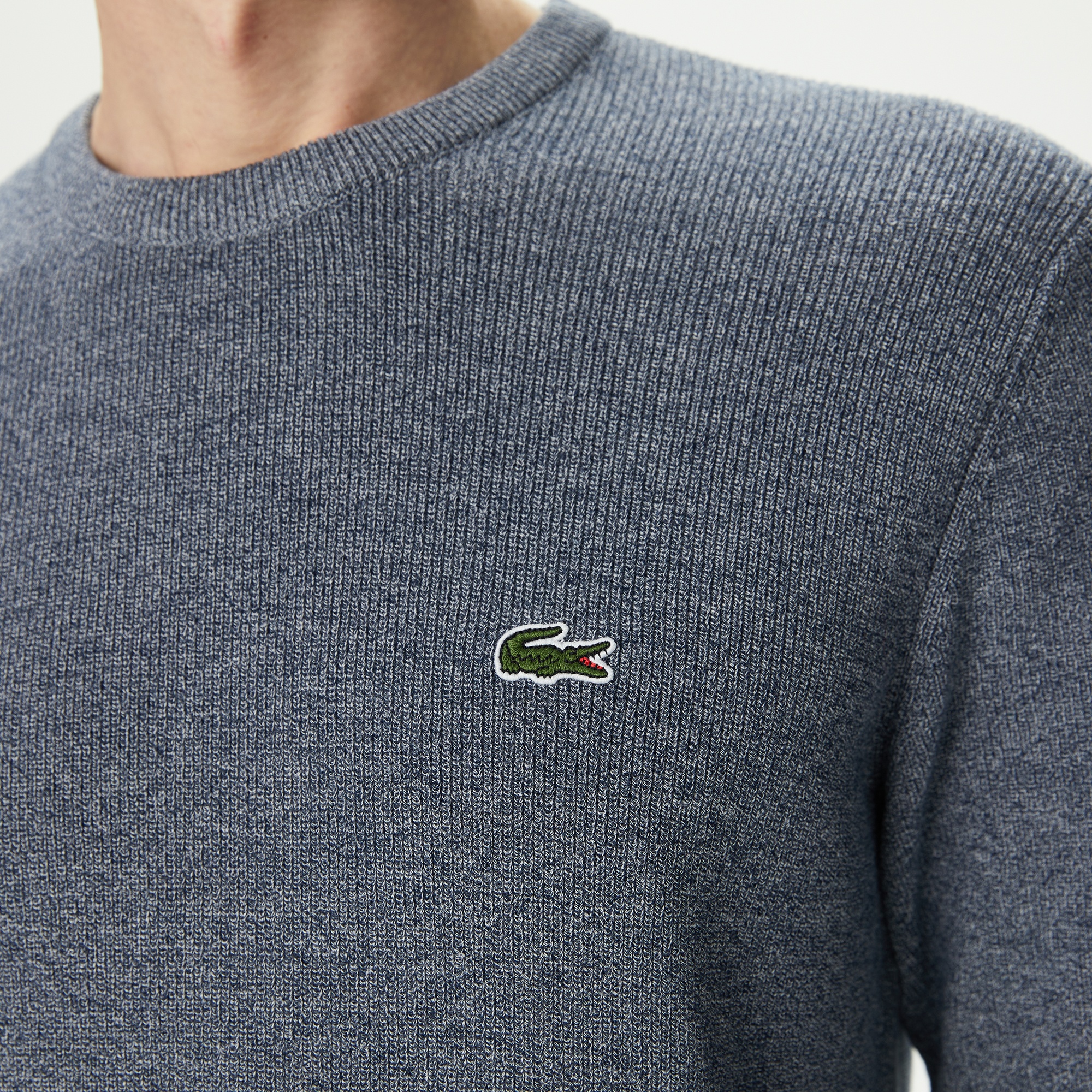 Lacoste Erkek Regular Fit Bisiklet Yaka Gri Kazak