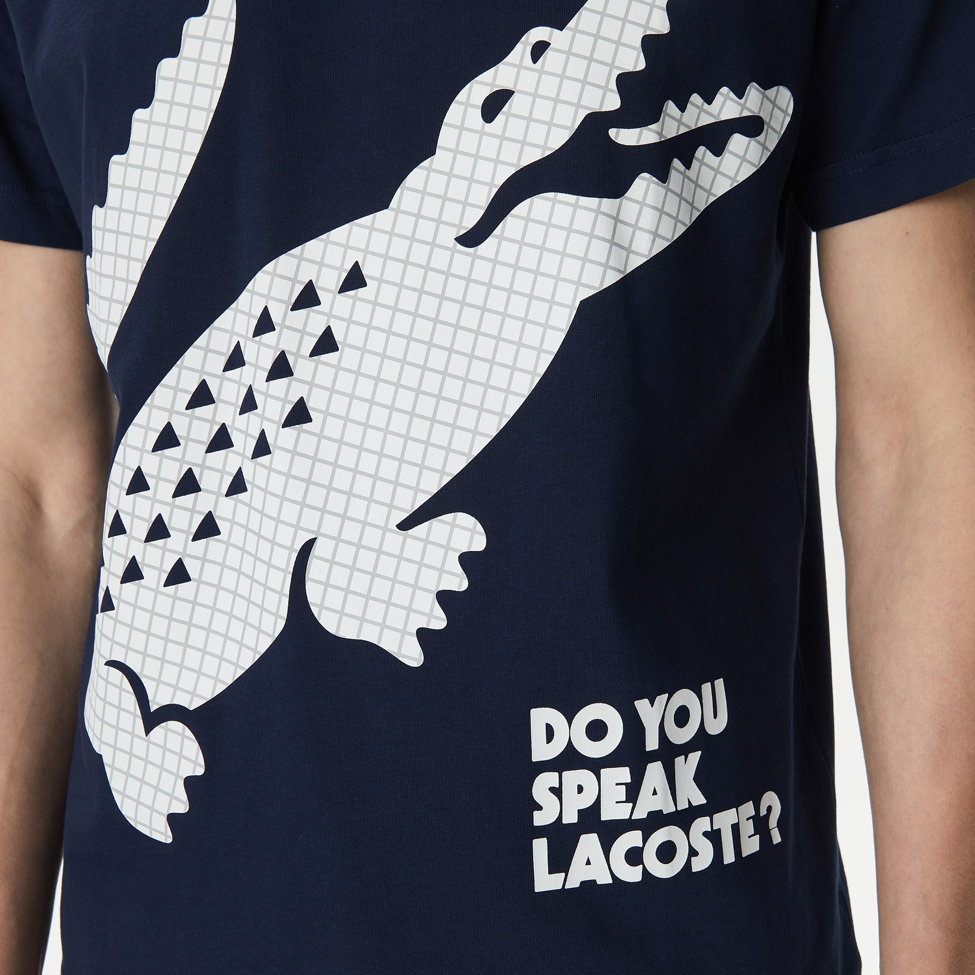 Lacoste Erkek Regular Fit Bisiklet Yaka Baskılı Lacivert T-Shirt