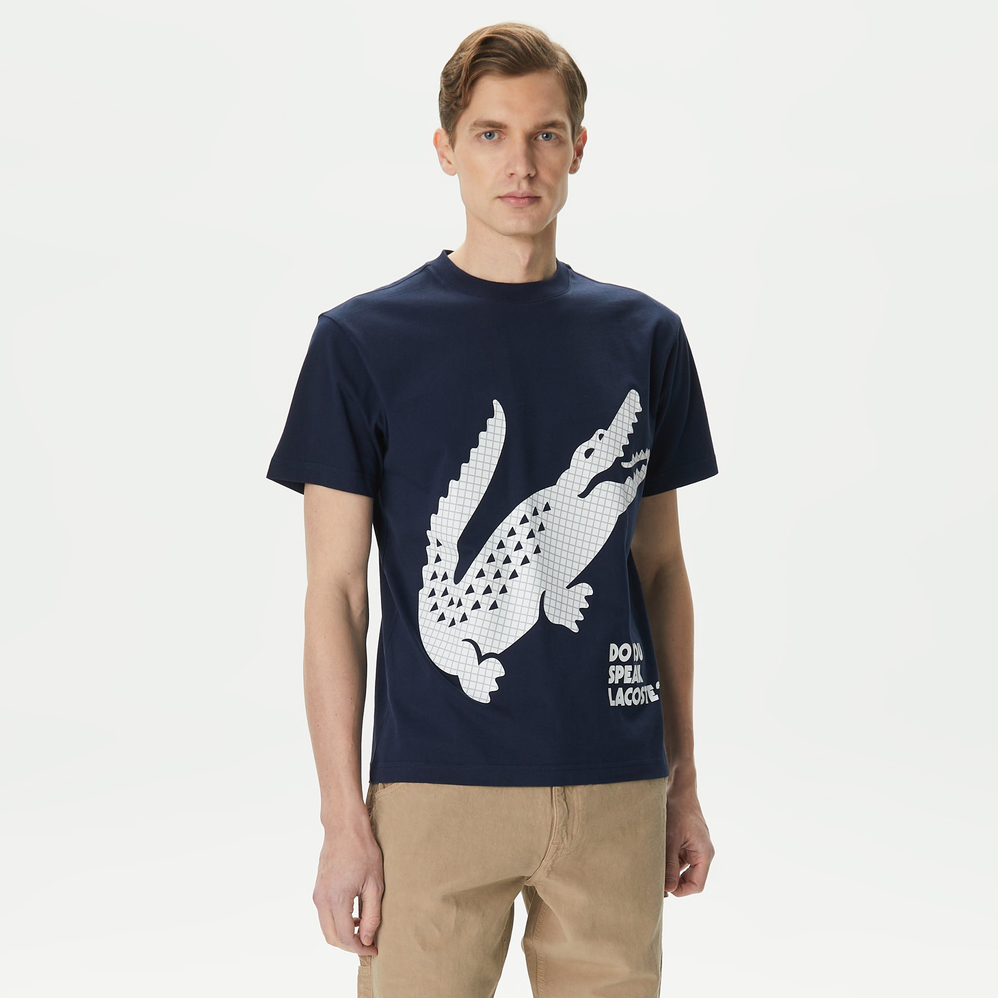 Lacoste Erkek Regular Fit Bisiklet Yaka Baskılı Lacivert T-Shirt