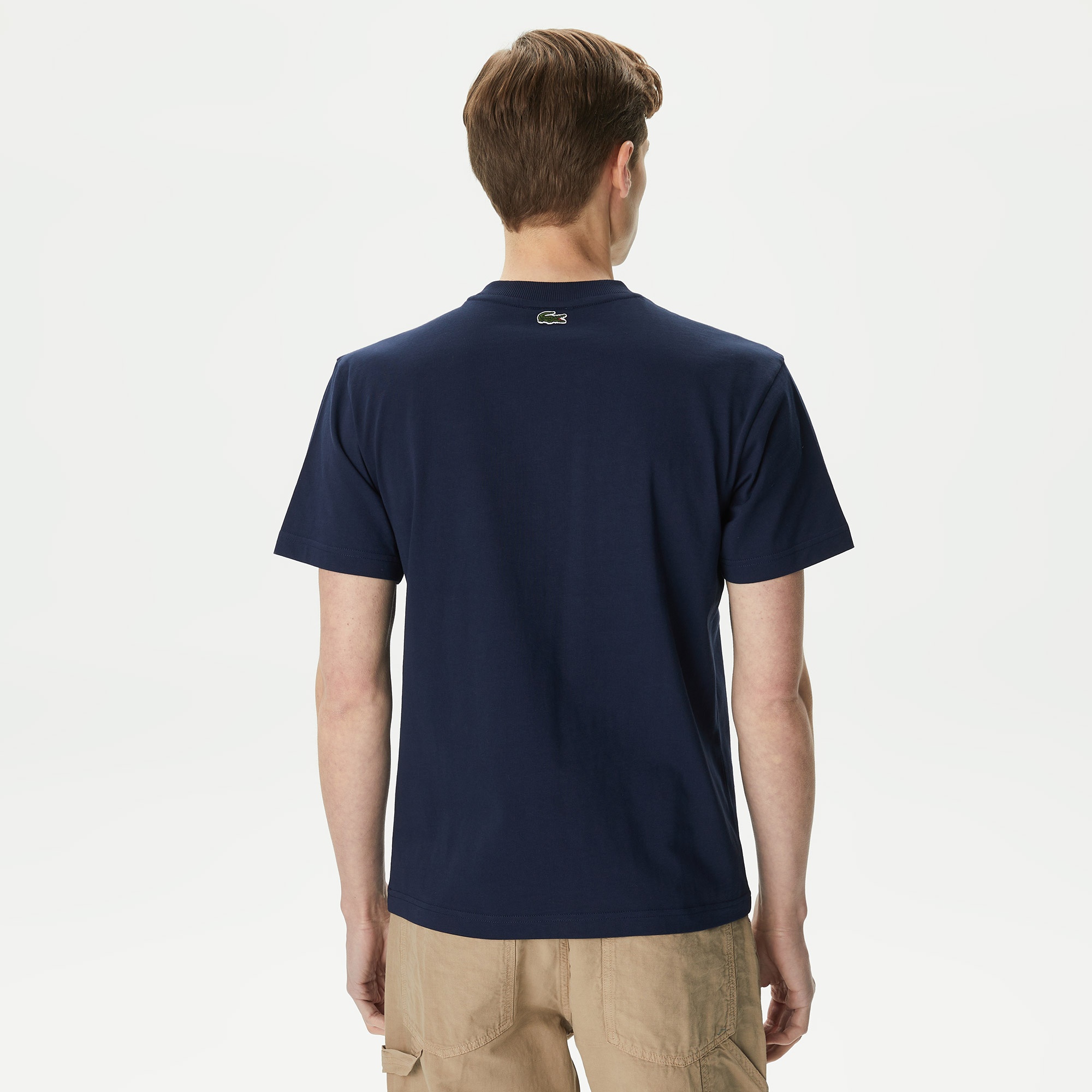 Lacoste Erkek Regular Fit Bisiklet Yaka Baskılı Lacivert T-Shirt