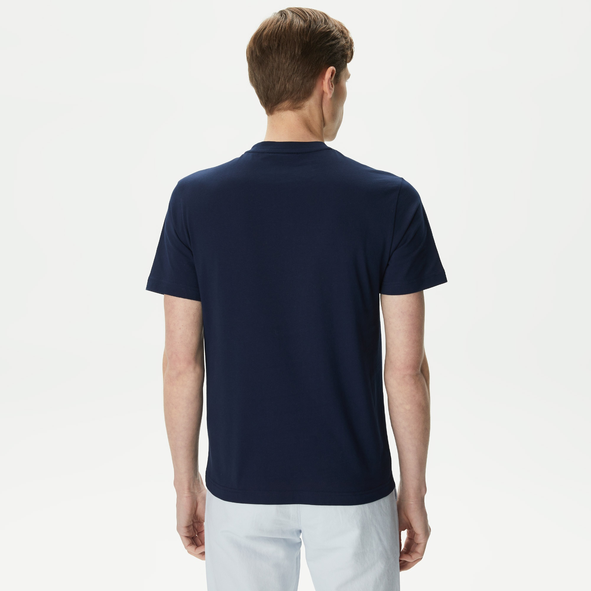 Lacoste Erkek Regular Fit Bisiklet Yaka Baskılı Lacivert T-Shirt