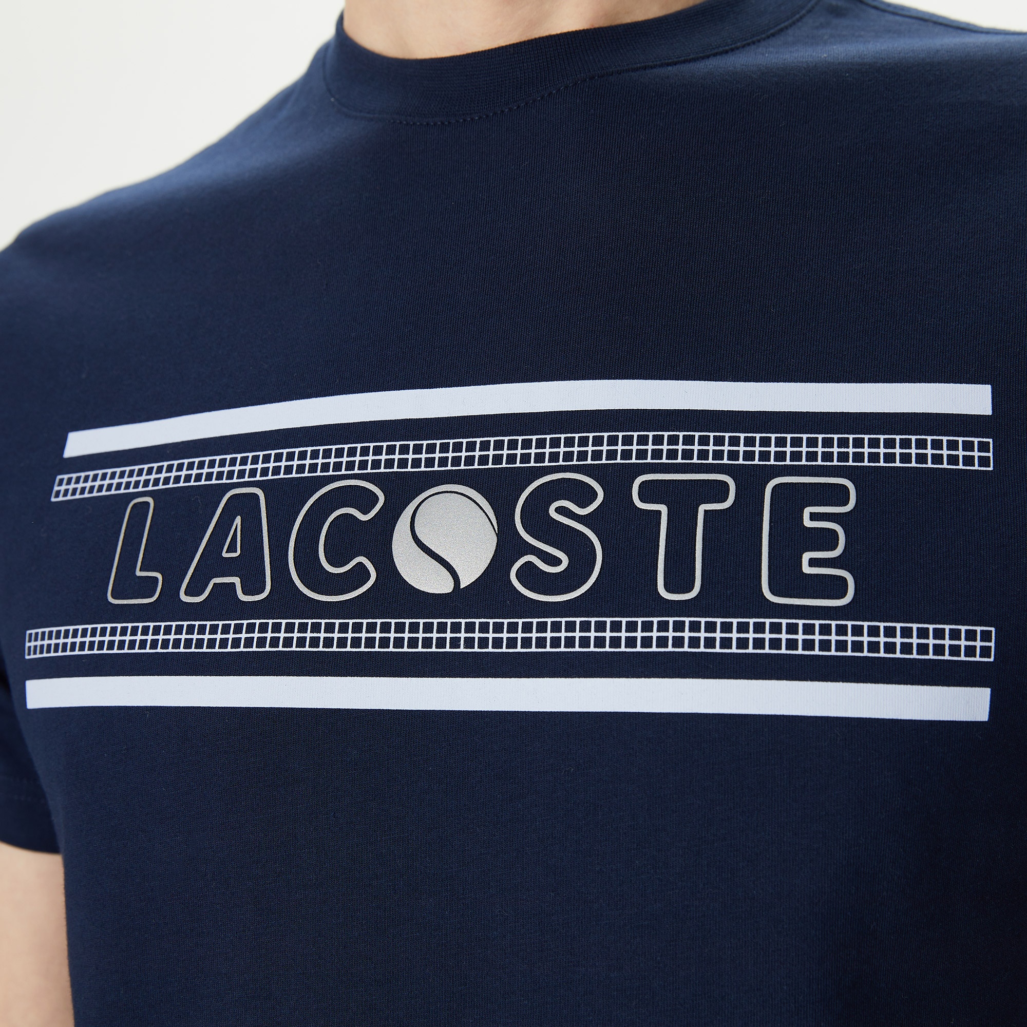 Lacoste Erkek Regular Fit Bisiklet Yaka Baskılı Lacivert T-Shirt