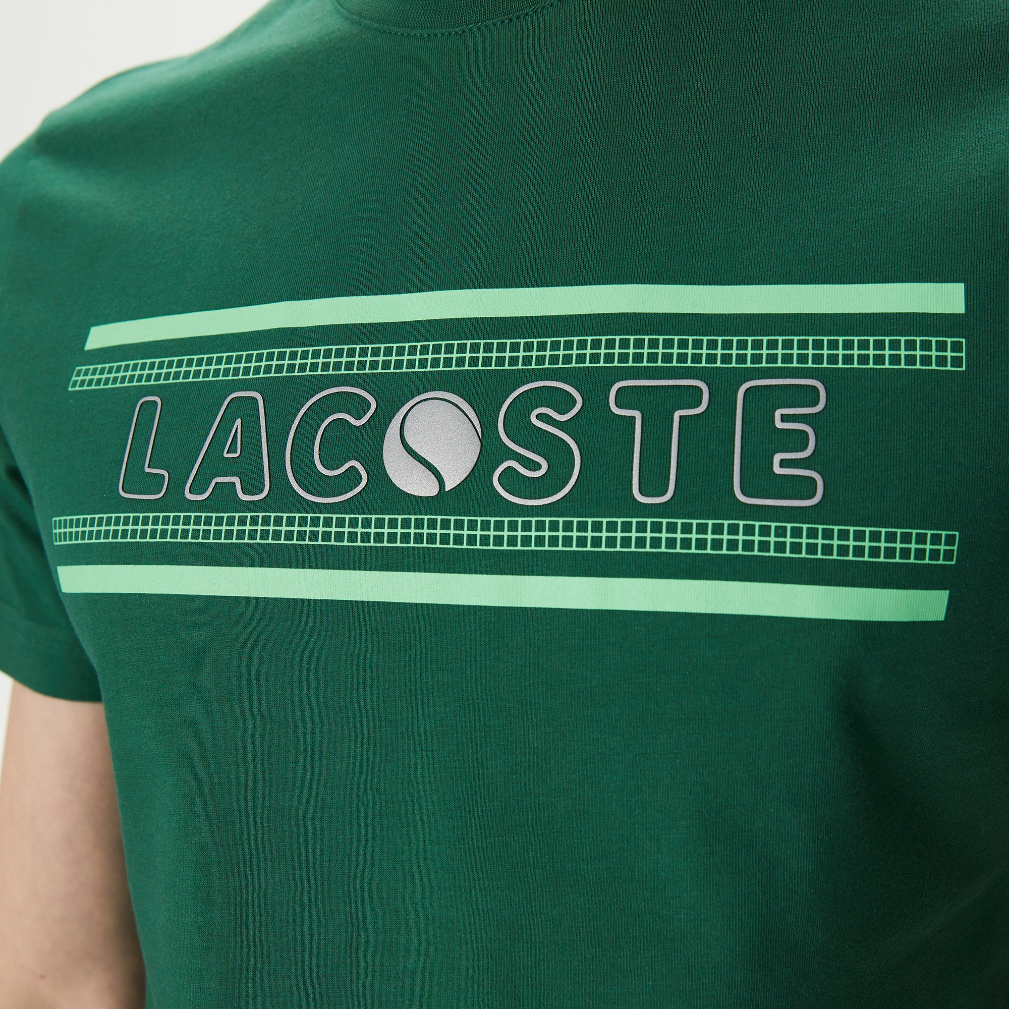 Lacoste Erkek Regular Fit Bisiklet Yaka Baskılı Yeşil T-Shirt