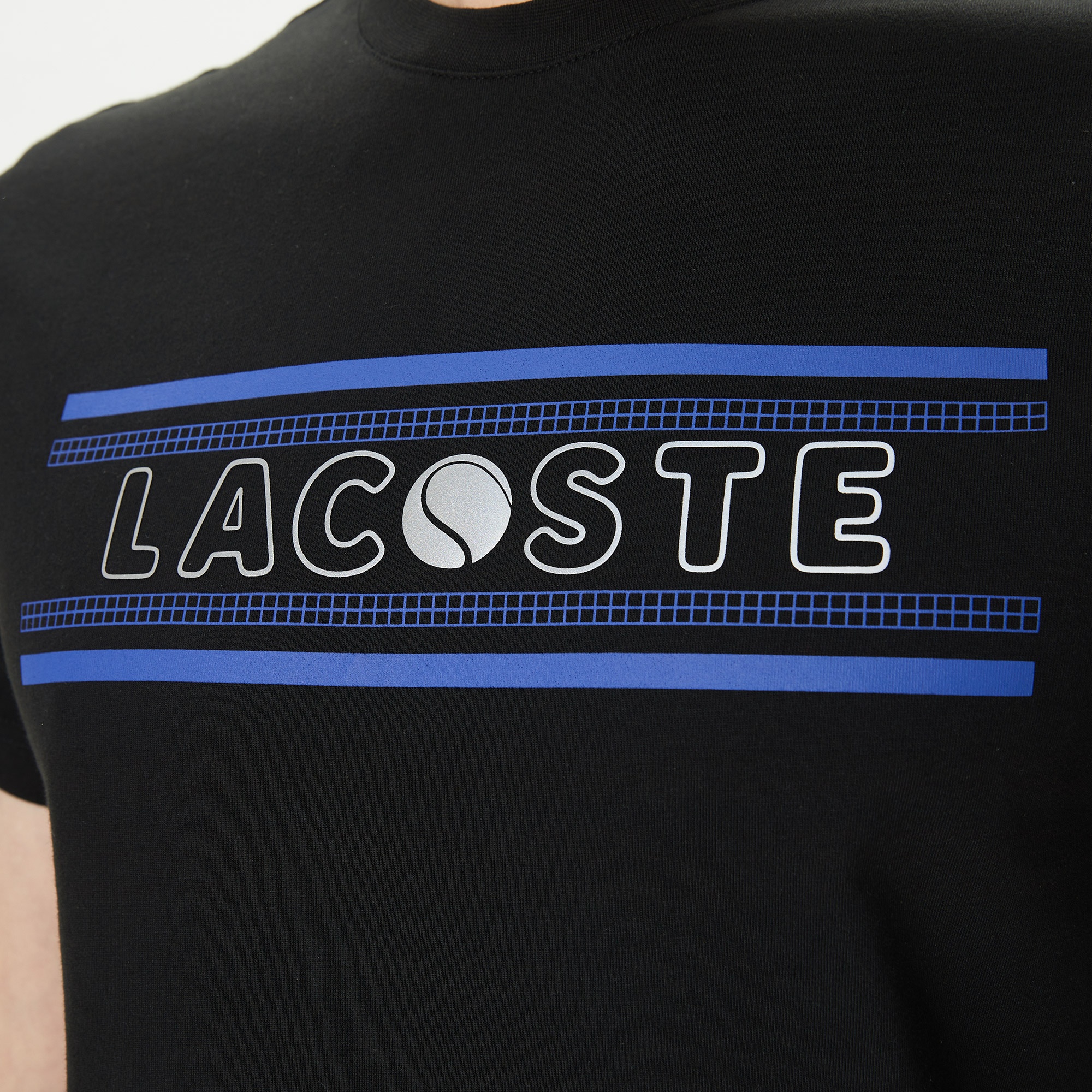 Lacoste Erkek Regular Fit Bisiklet Yaka Baskılı Siyah T-Shirt
