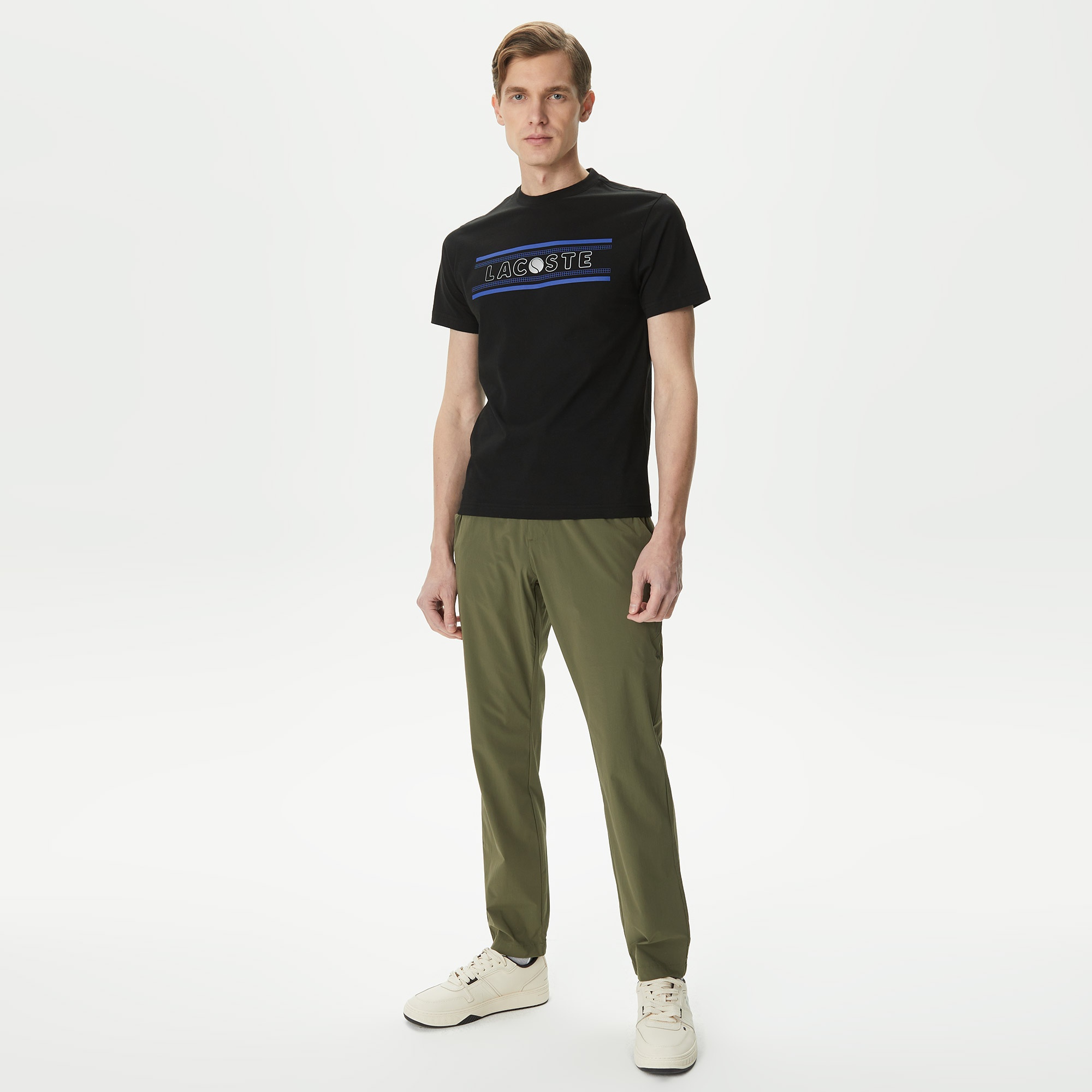 Lacoste Erkek Regular Fit Bisiklet Yaka Baskılı Siyah T-Shirt