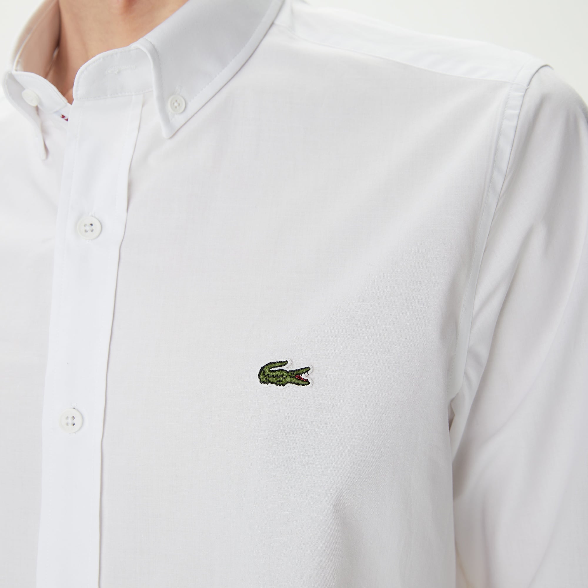 Lacoste Erkek Slim Fit Düğmeli Yaka Beyaz Gömlek