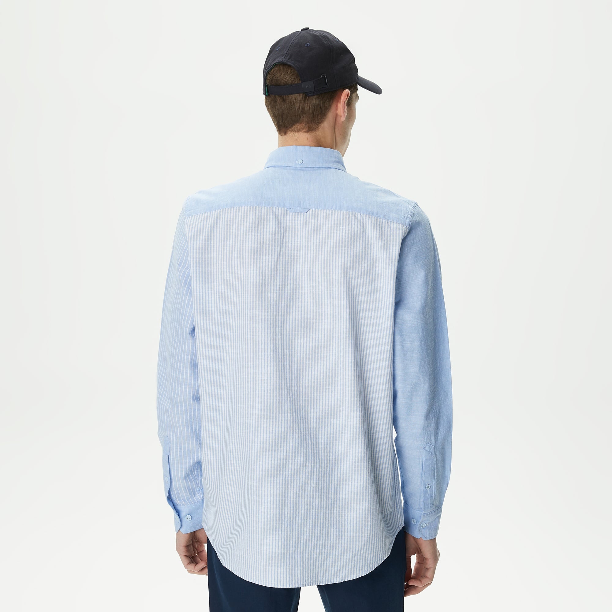 Lacoste Erkek Regular Fit Çizgili Mavi Gömlek