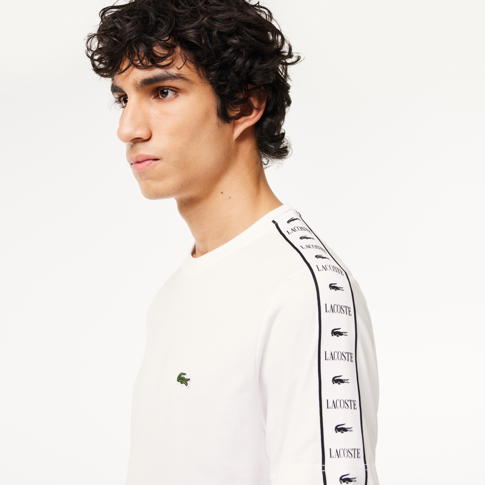 Lacoste Erkek Regular Fit Bisiklet Yaka Baskılı Beyaz T-Shirt