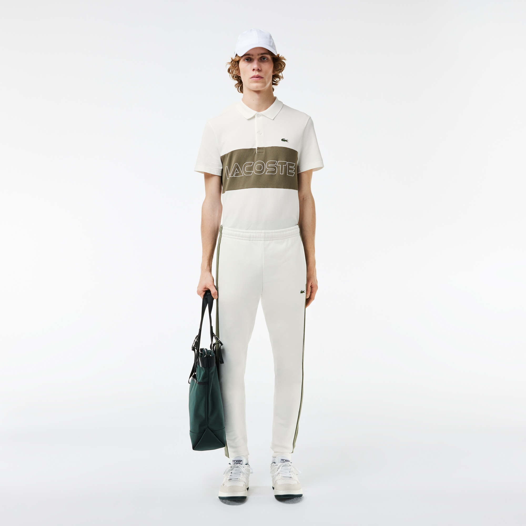 Lacoste Erkek Tapered Fit Renk Bloklu Krem Eşofman Altı