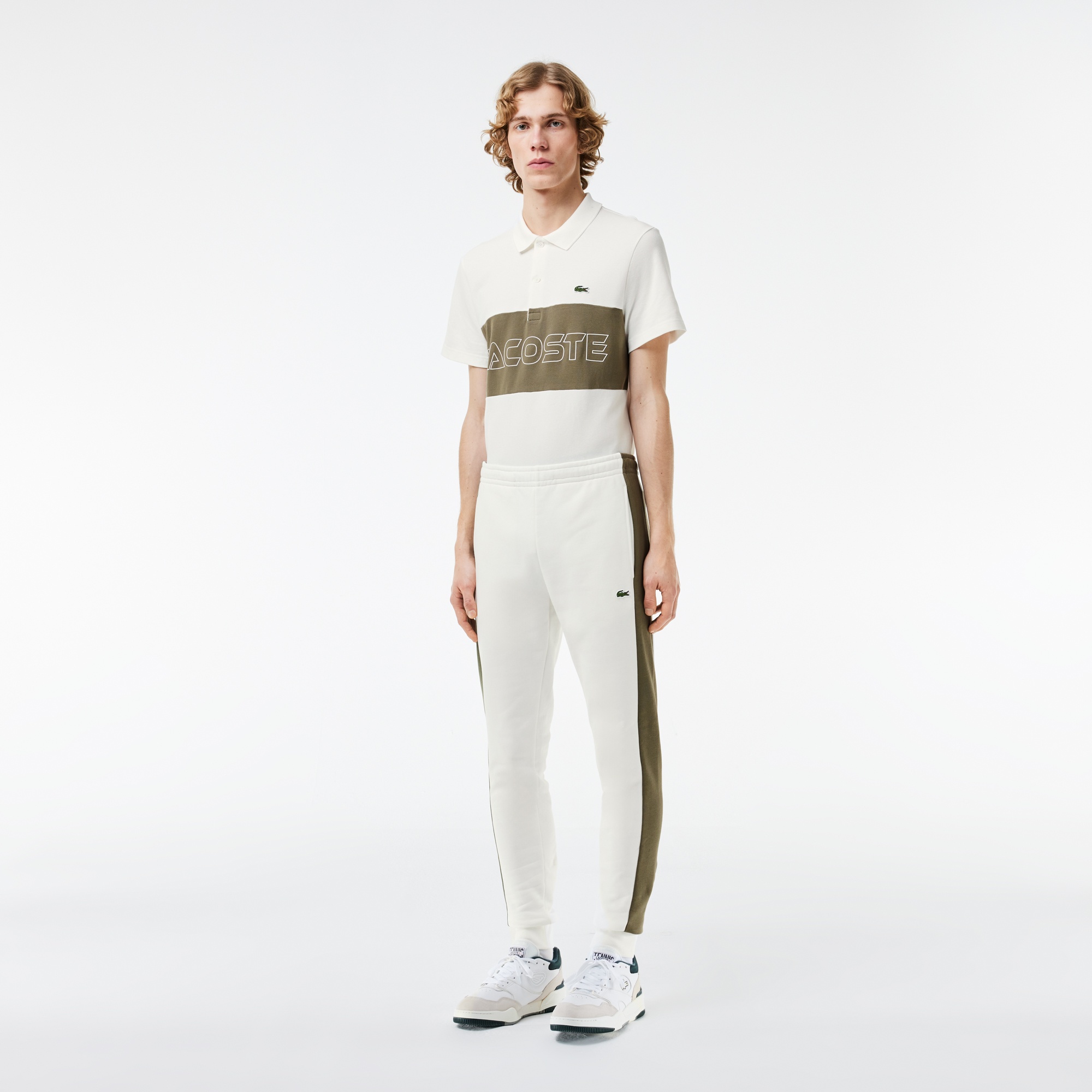 Lacoste Erkek Tapered Fit Renk Bloklu Krem Eşofman Altı