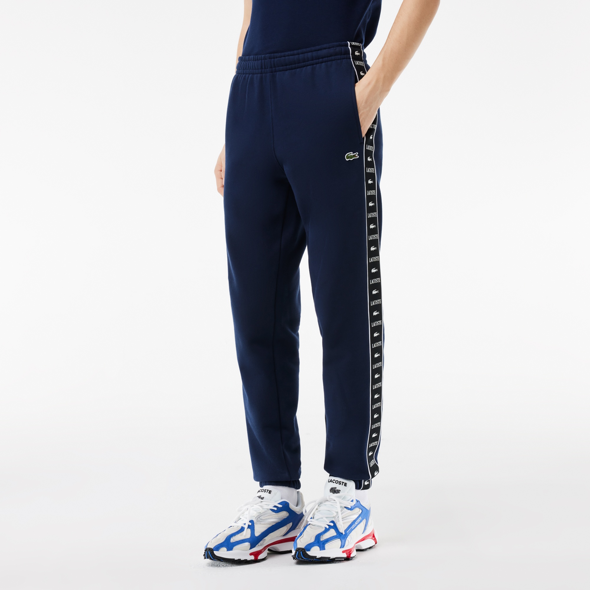 Lacoste Erkek Tapered Fit Baskılı Lacivert Eşofman Altı