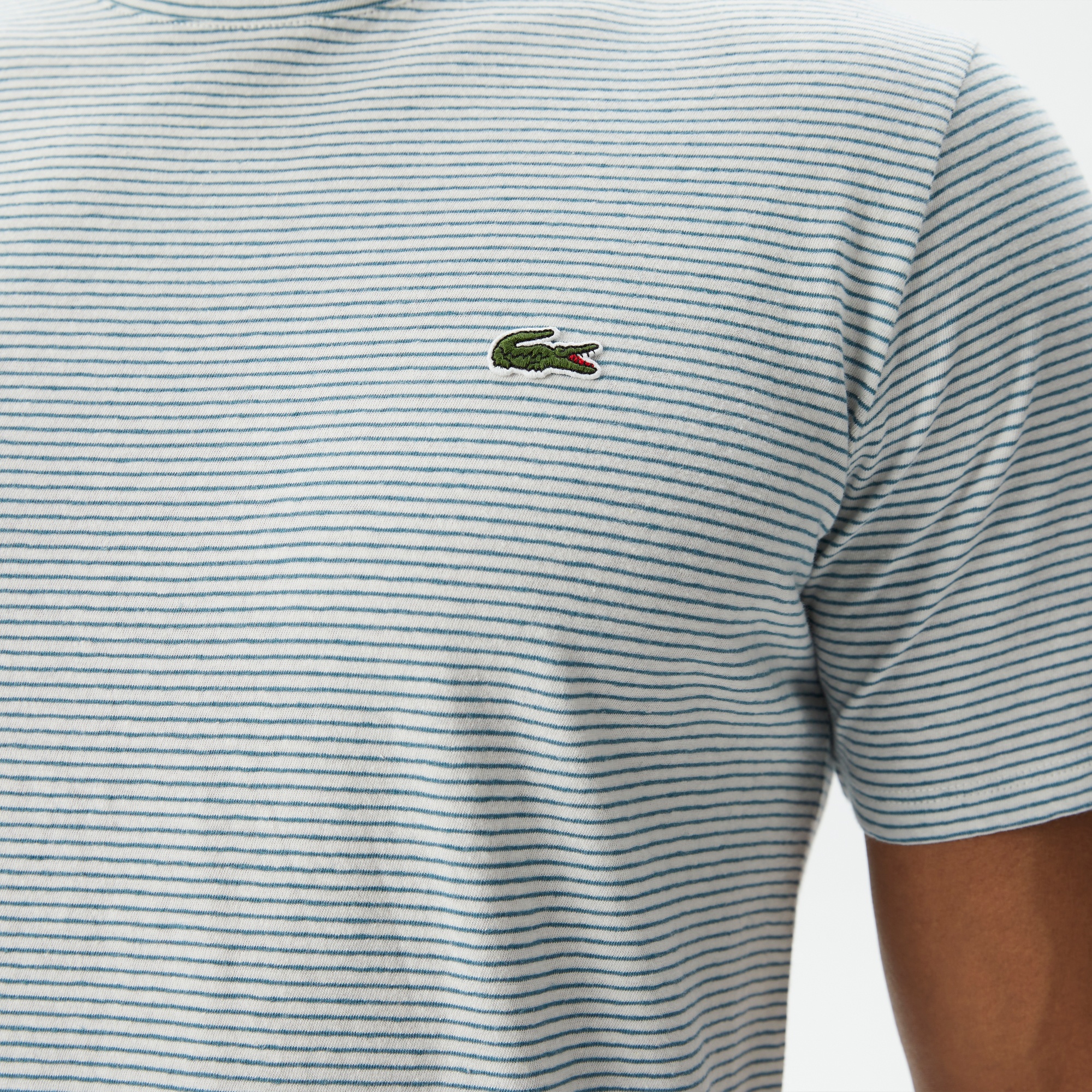 Lacoste Erkek Regular Fit Bisiklet Yaka Çizgili Yeşil T-Shirt