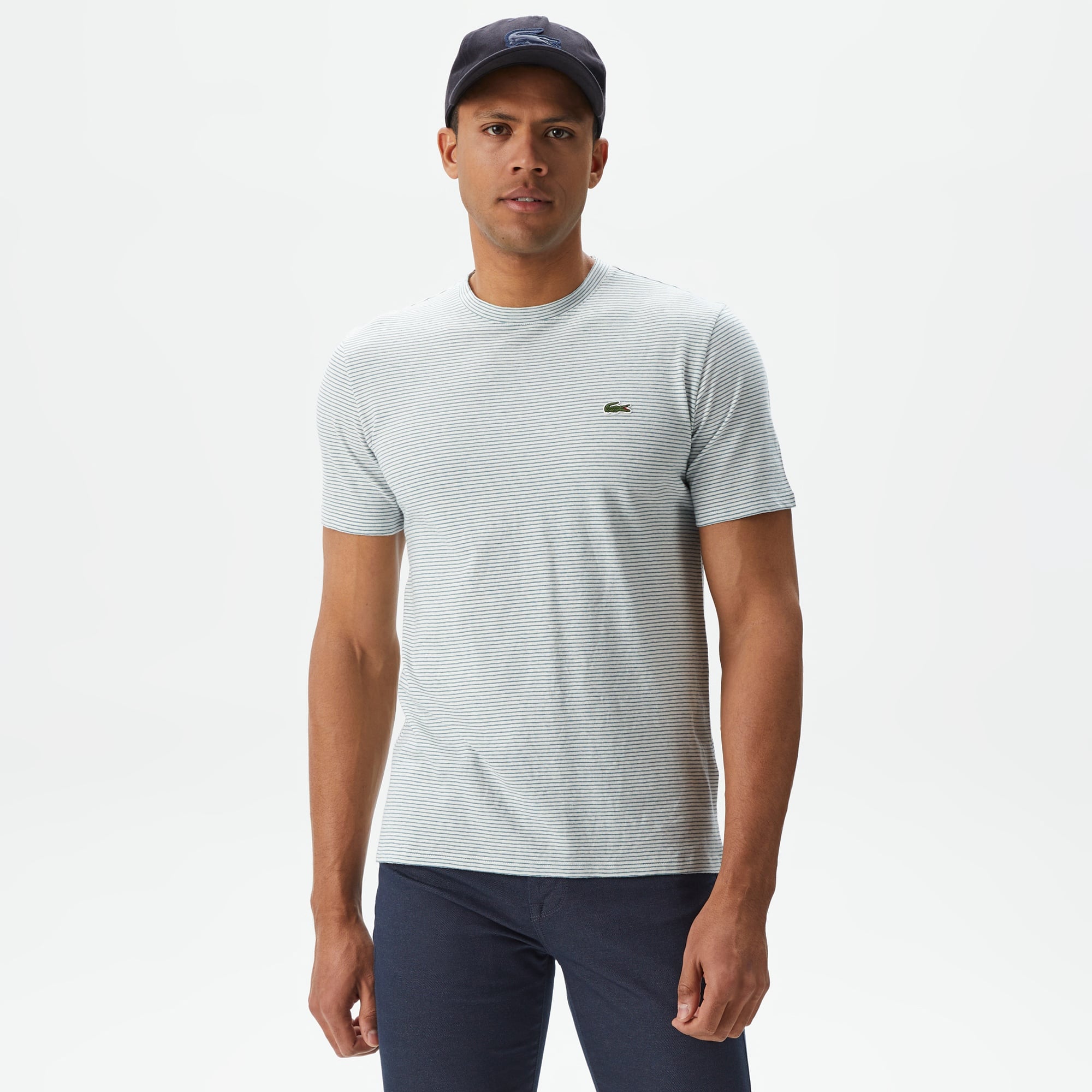 Lacoste Erkek Regular Fit Bisiklet Yaka Çizgili Yeşil T-Shirt