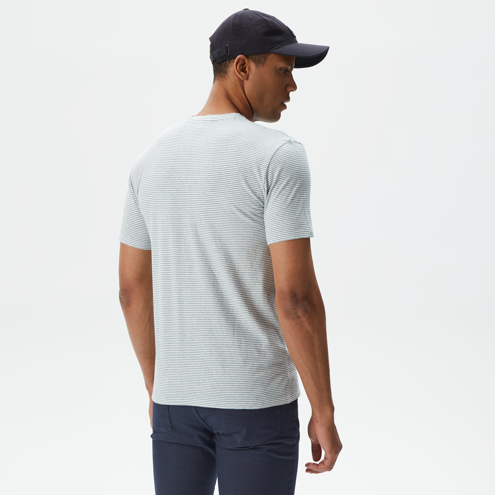 Lacoste Erkek Regular Fit Bisiklet Yaka Çizgili Yeşil T-Shirt