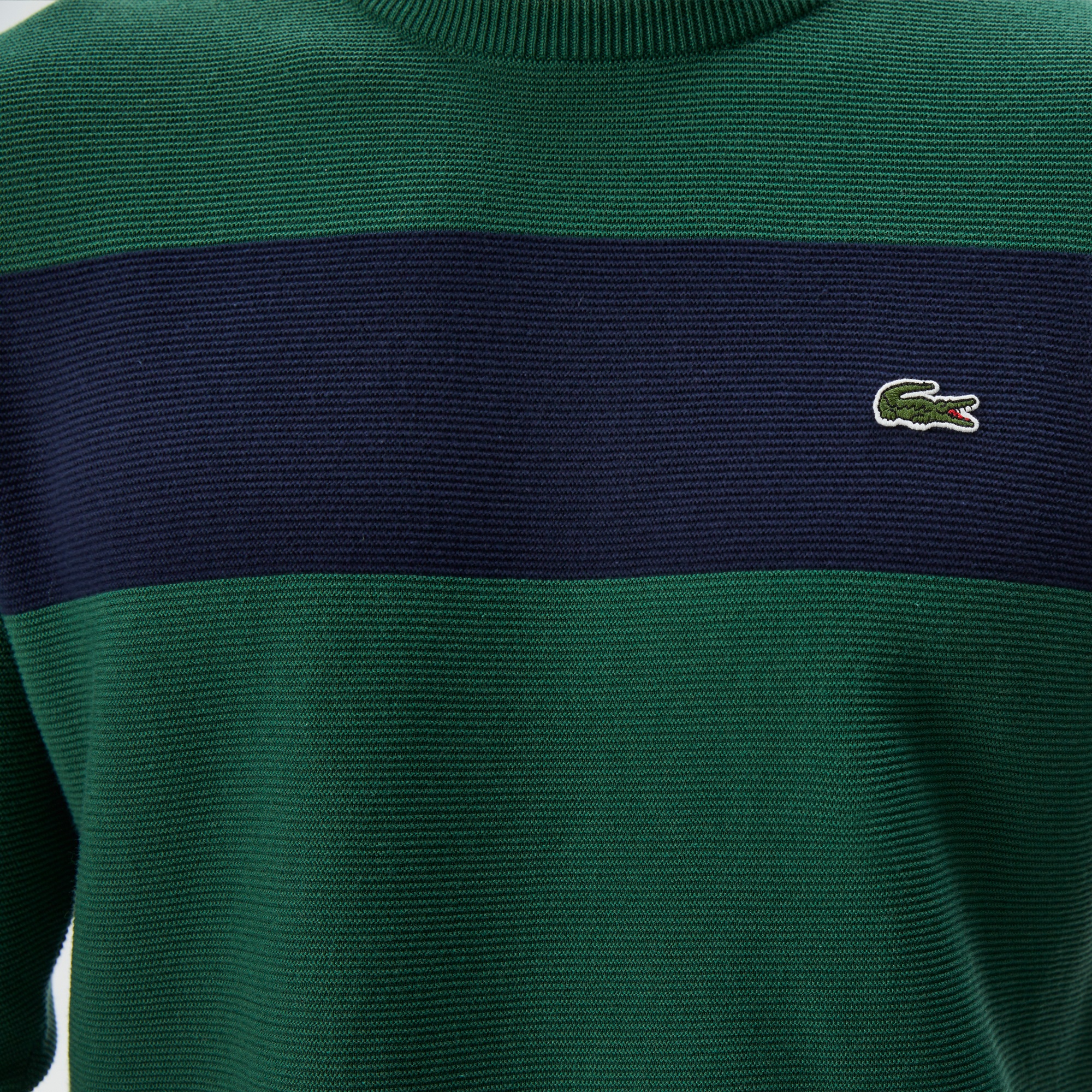 Lacoste Erkek Regular Fit Bisiklet Yaka Renk Bloklu Yeşil Kazak