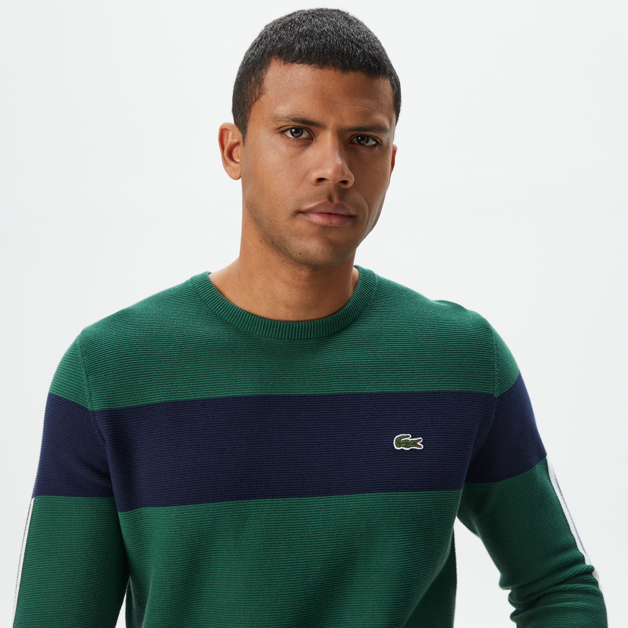 Lacoste Erkek Regular Fit Bisiklet Yaka Renk Bloklu Yeşil Kazak