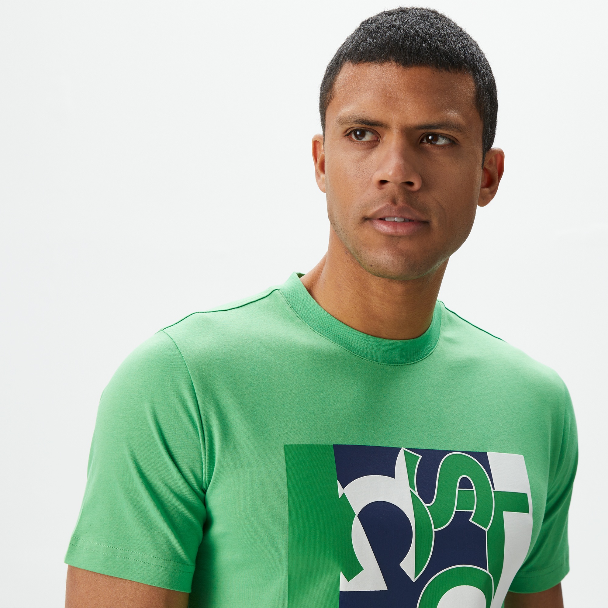 Lacoste Erkek Slim Fit Bisiklet Yaka Baskılı Yeşil T-Shirt