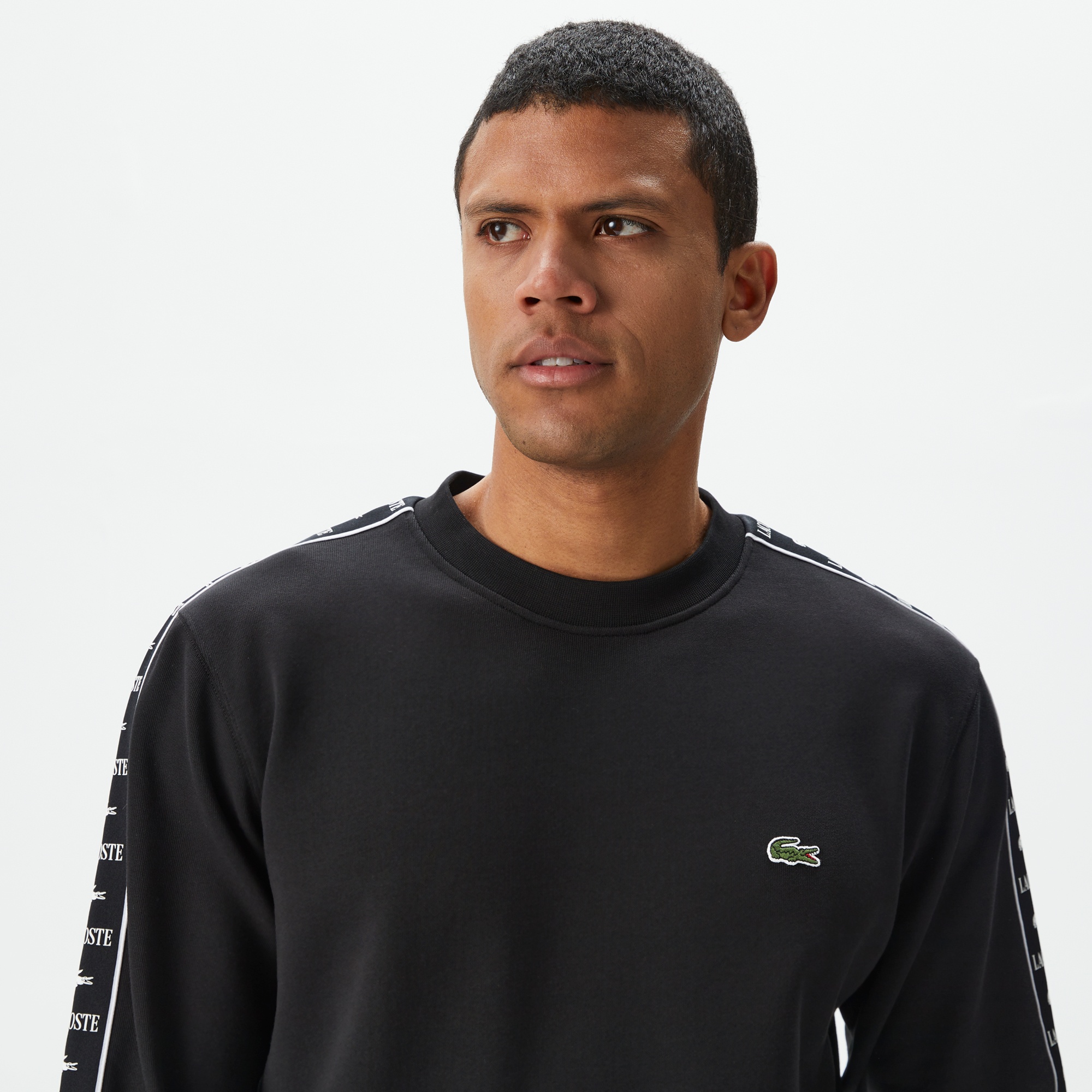 Lacoste Erkek Classic Fit Bisiklet Yaka Baskılı Siyah Sweatshirt