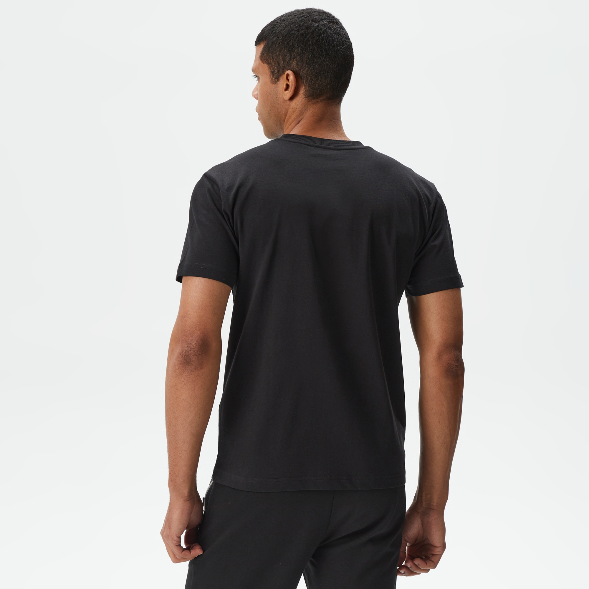 Lacoste Erkek Relaxed Fit Bisiklet Yaka Baskılı Siyah T-Shirt
