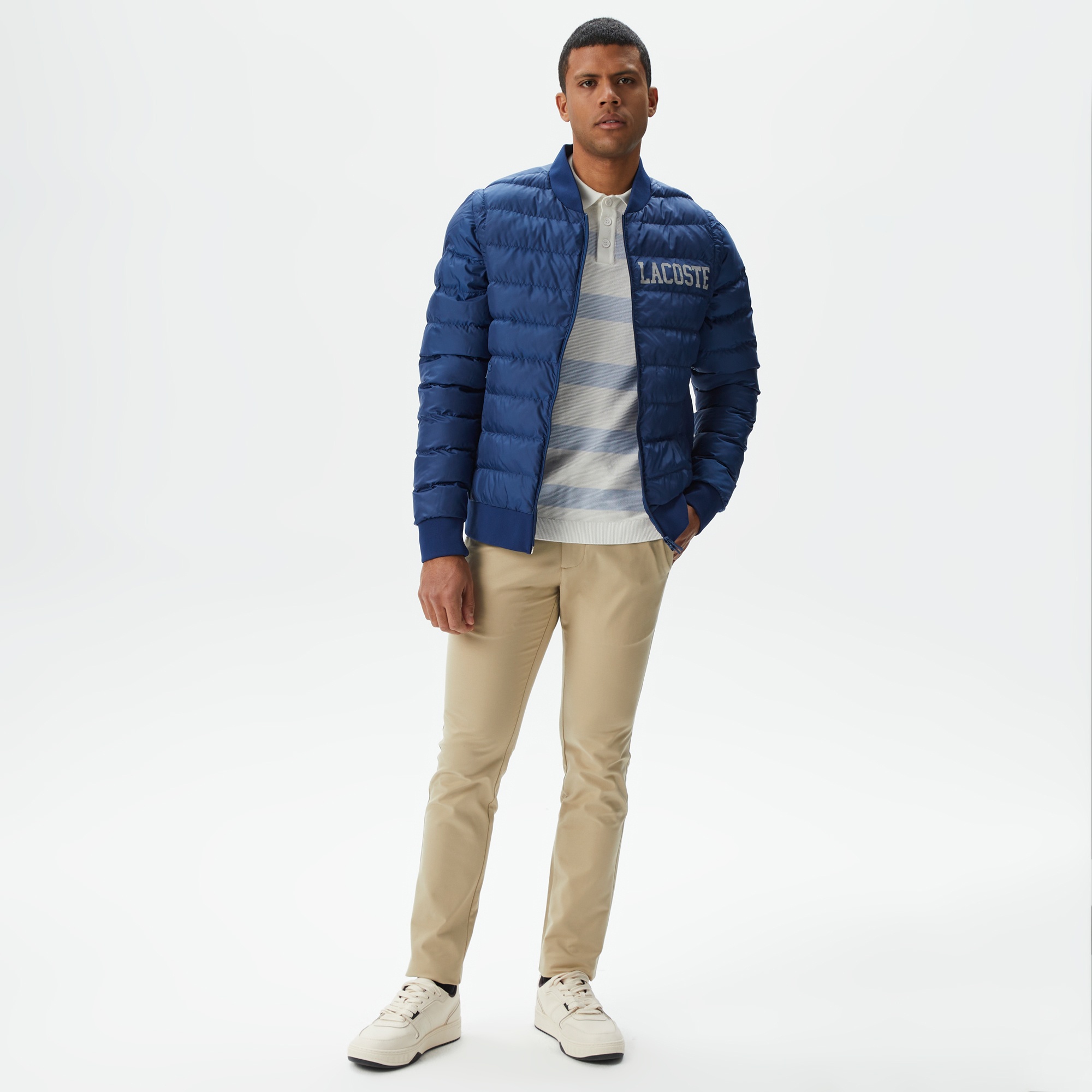 Lacoste Erkek Hakim Yaka Kapitone Lacivert Mont