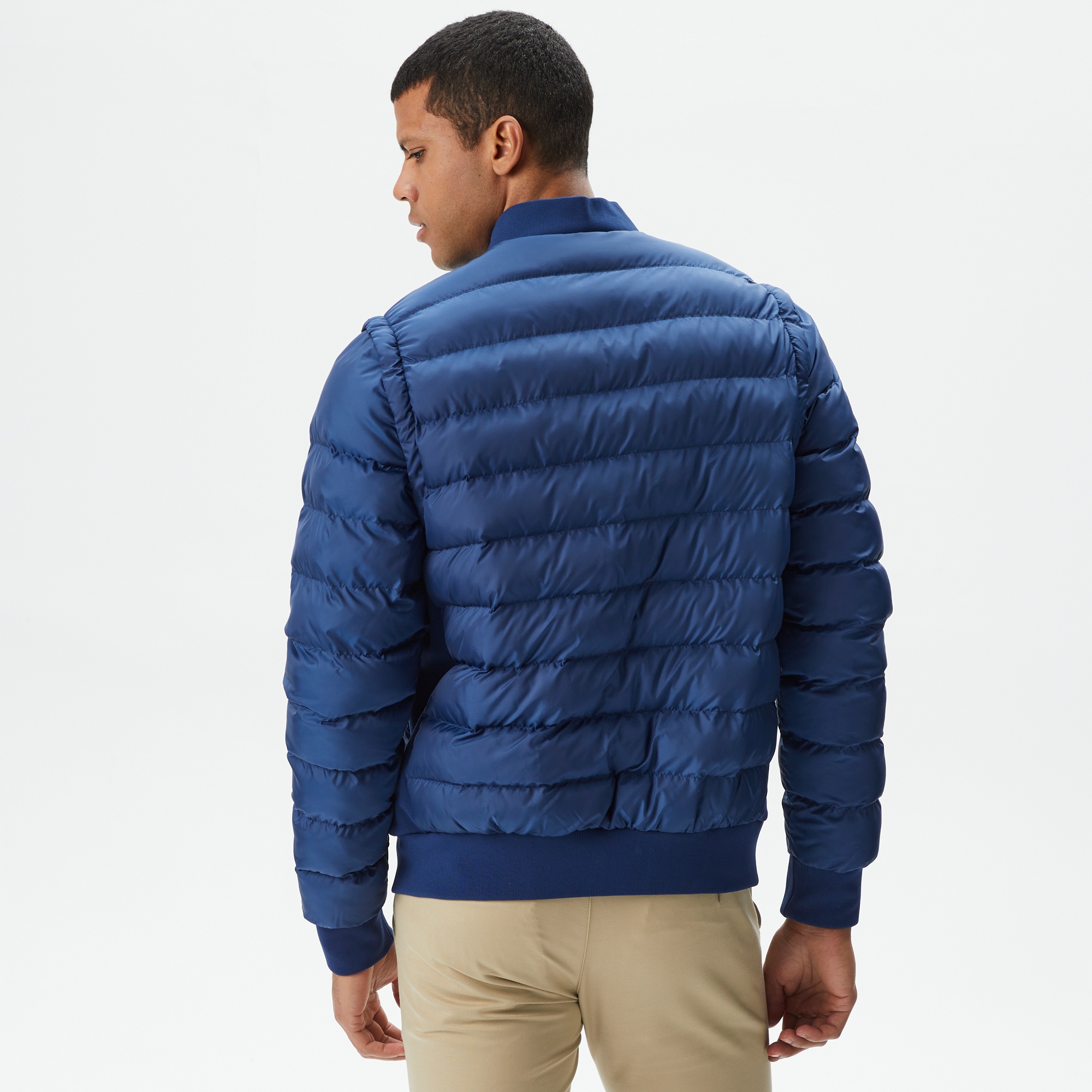 Lacoste Erkek Hakim Yaka Kapitone Lacivert Mont