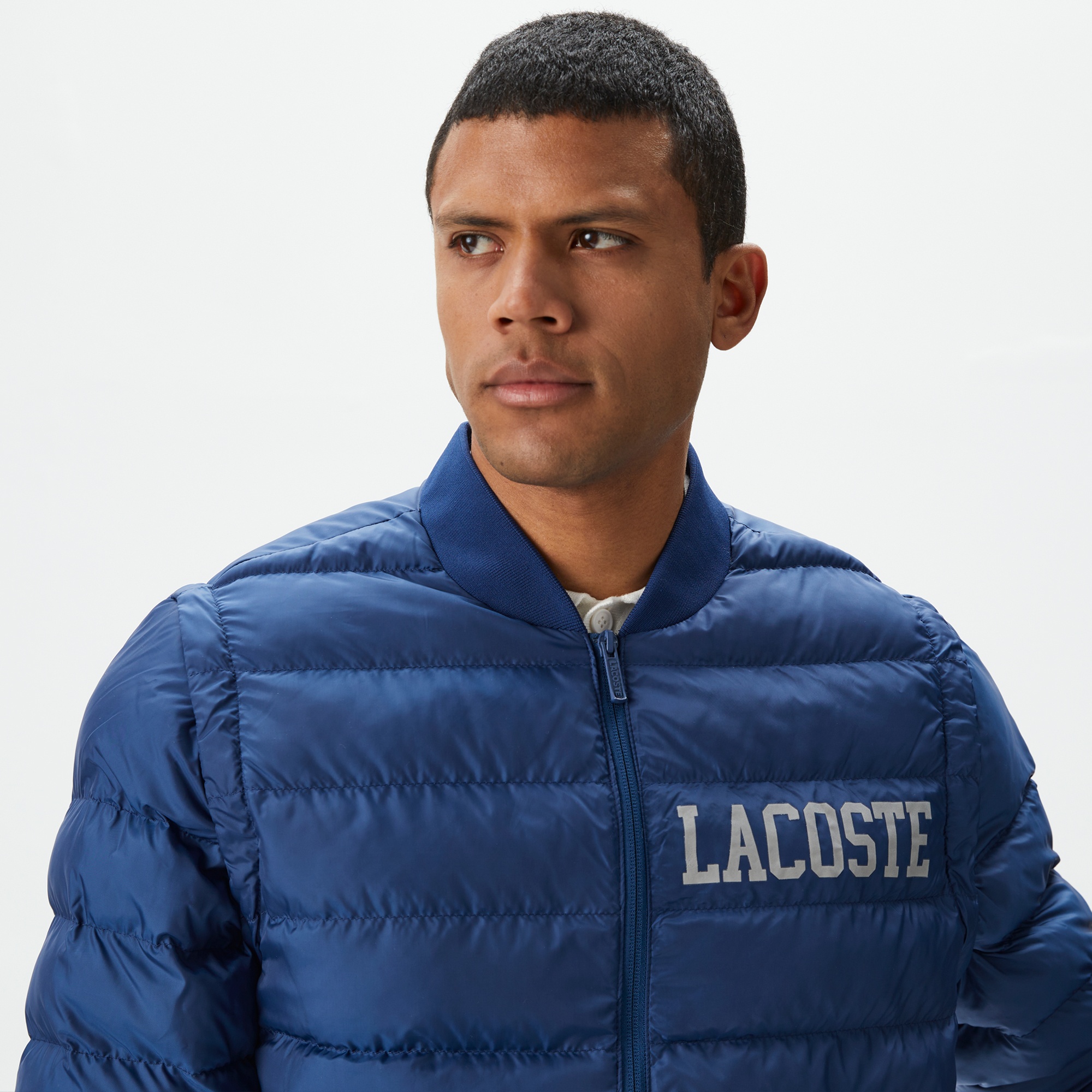 Lacoste Erkek Hakim Yaka Kapitone Lacivert Mont