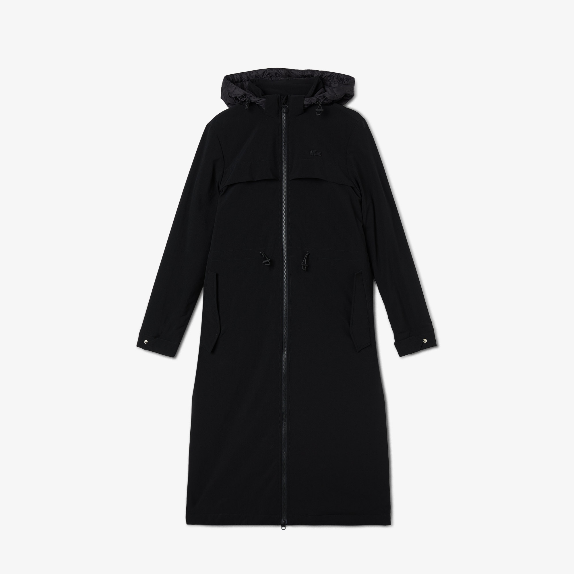 Lacoste Kadın Kapüşonlu Baskılı Siyah Mont