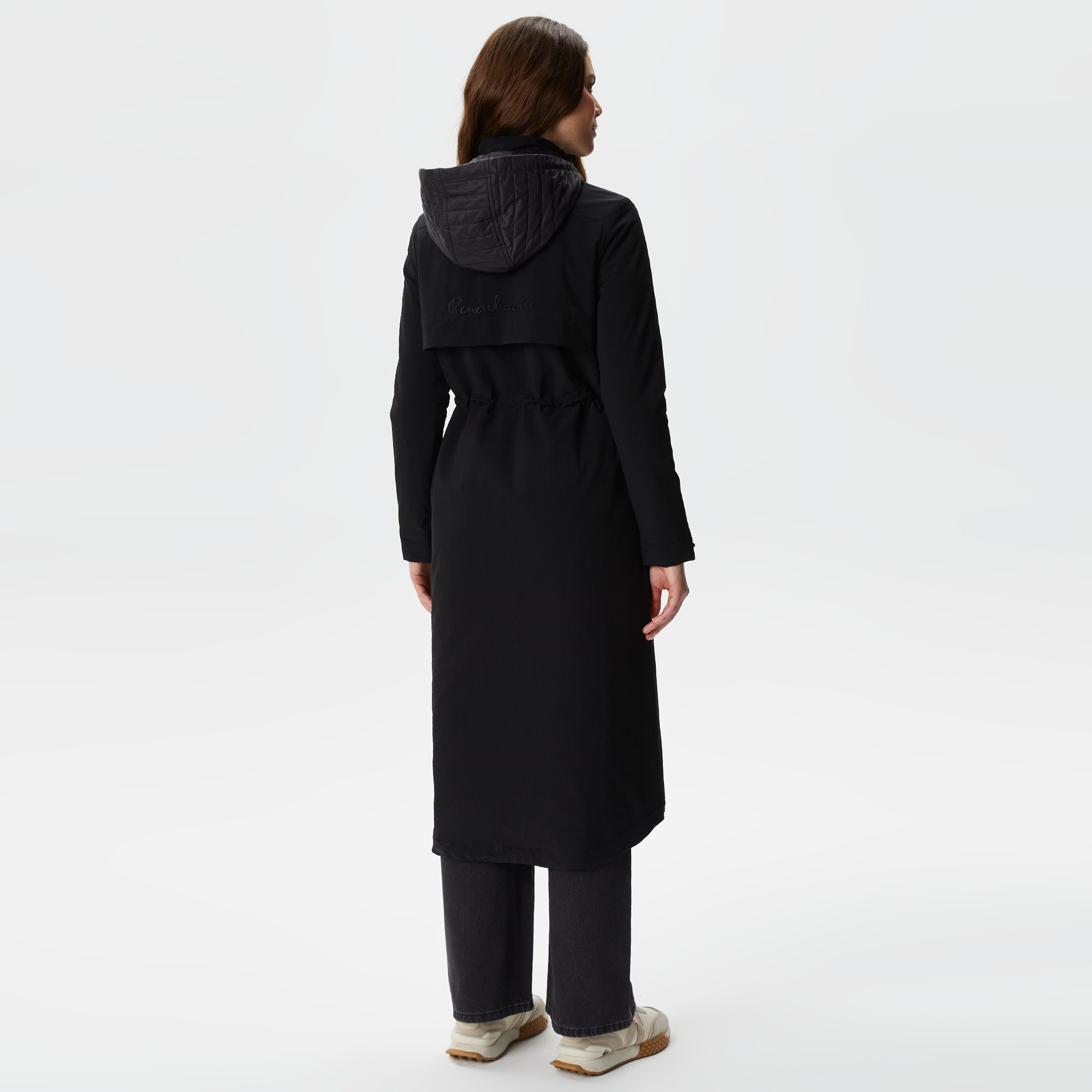 Lacoste Kadın Kapüşonlu Baskılı Siyah Mont