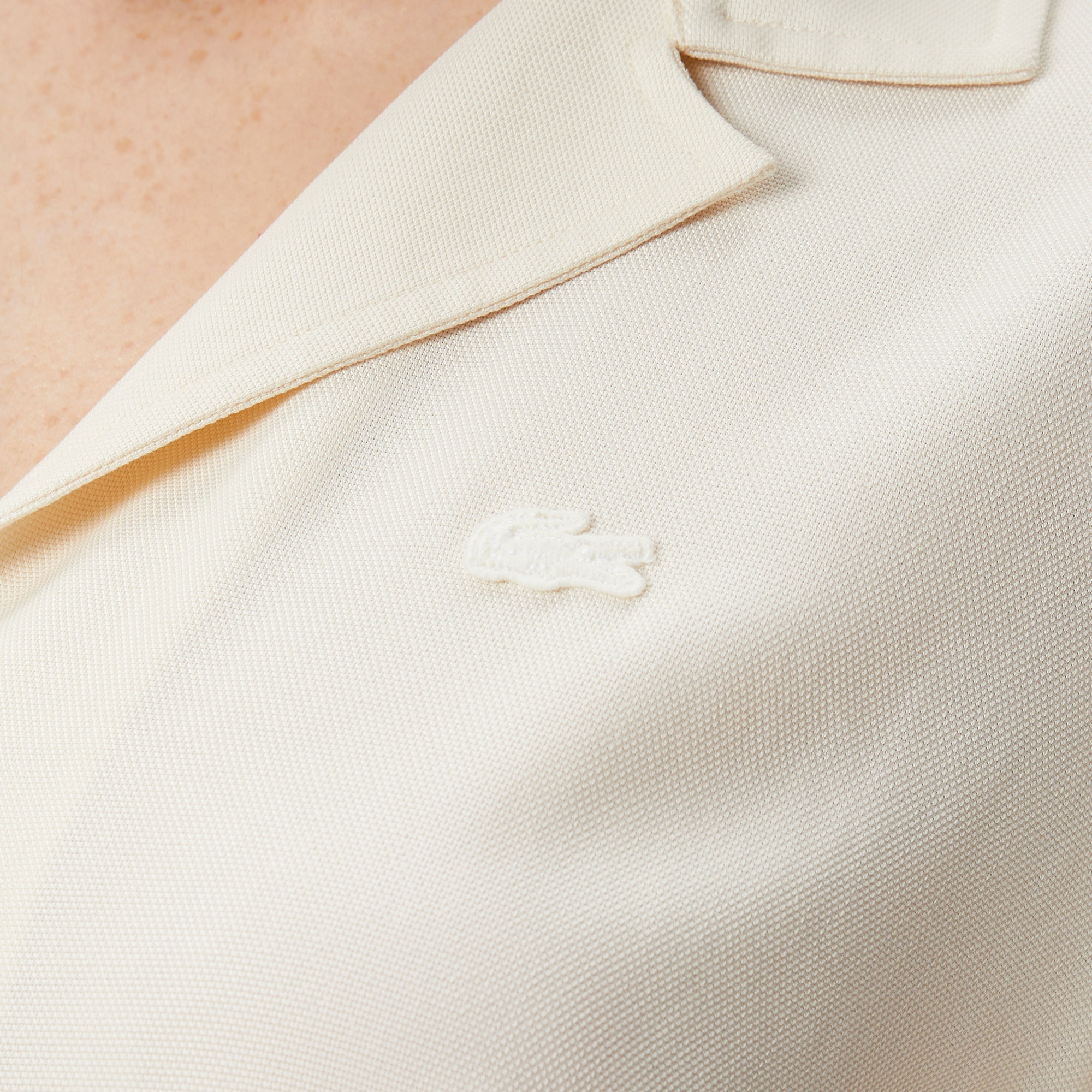 Lacoste Kadın Relaxed Fit Kısa Kollu Beyaz Gömlek