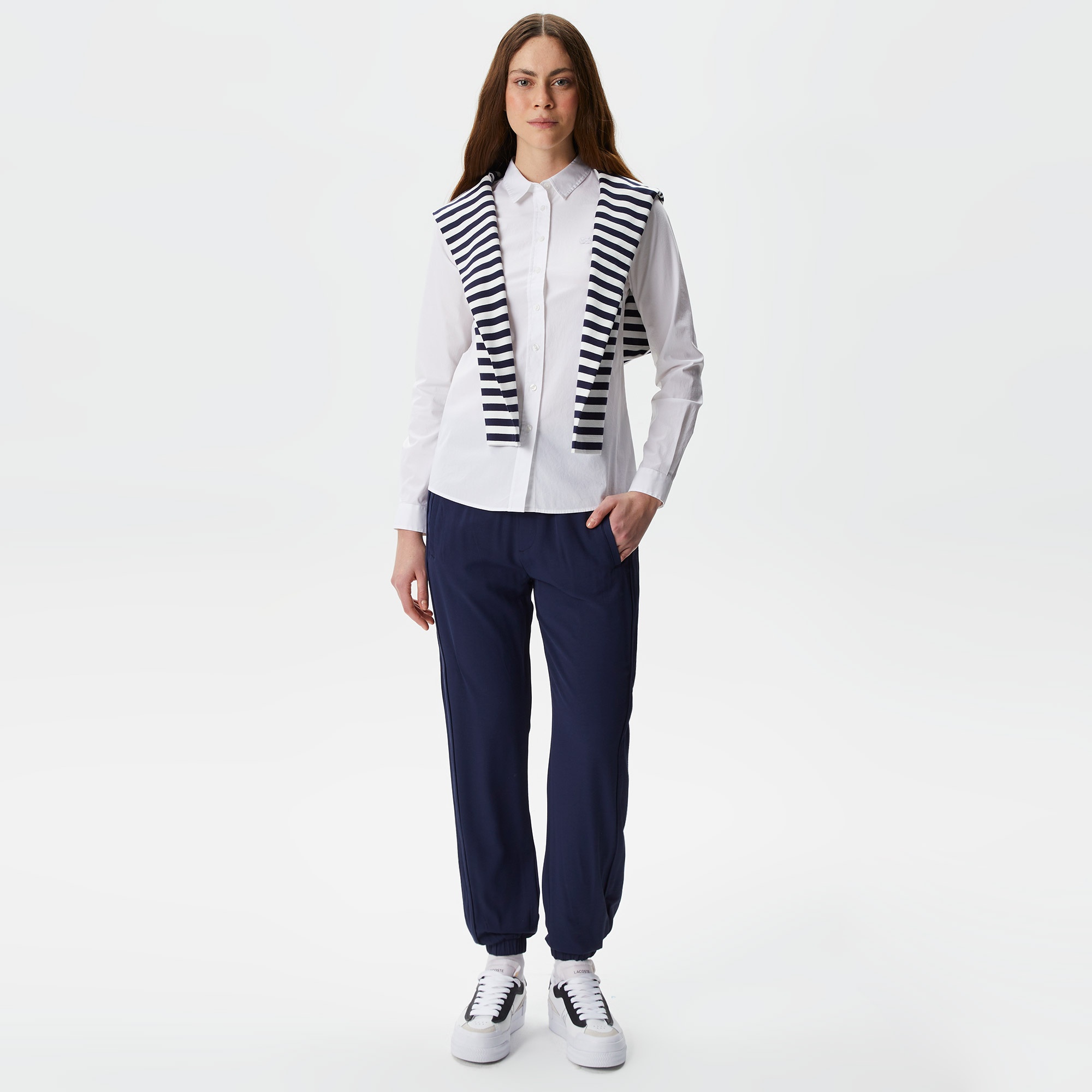 Lacoste Kadın Slim Fit Beyaz Gömlek