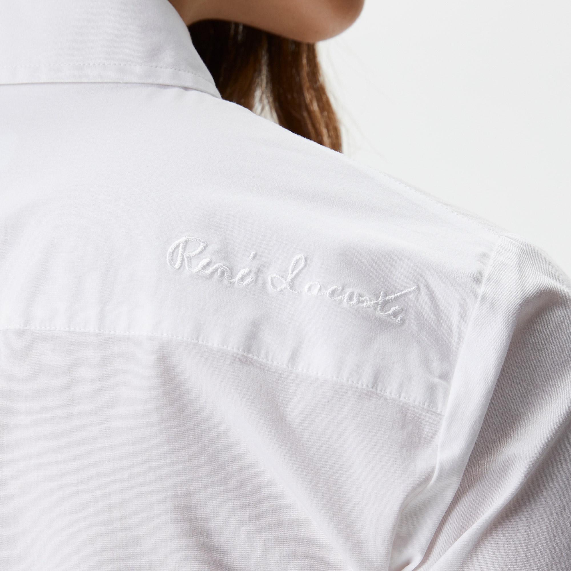 Lacoste Kadın Slim Fit Beyaz Gömlek