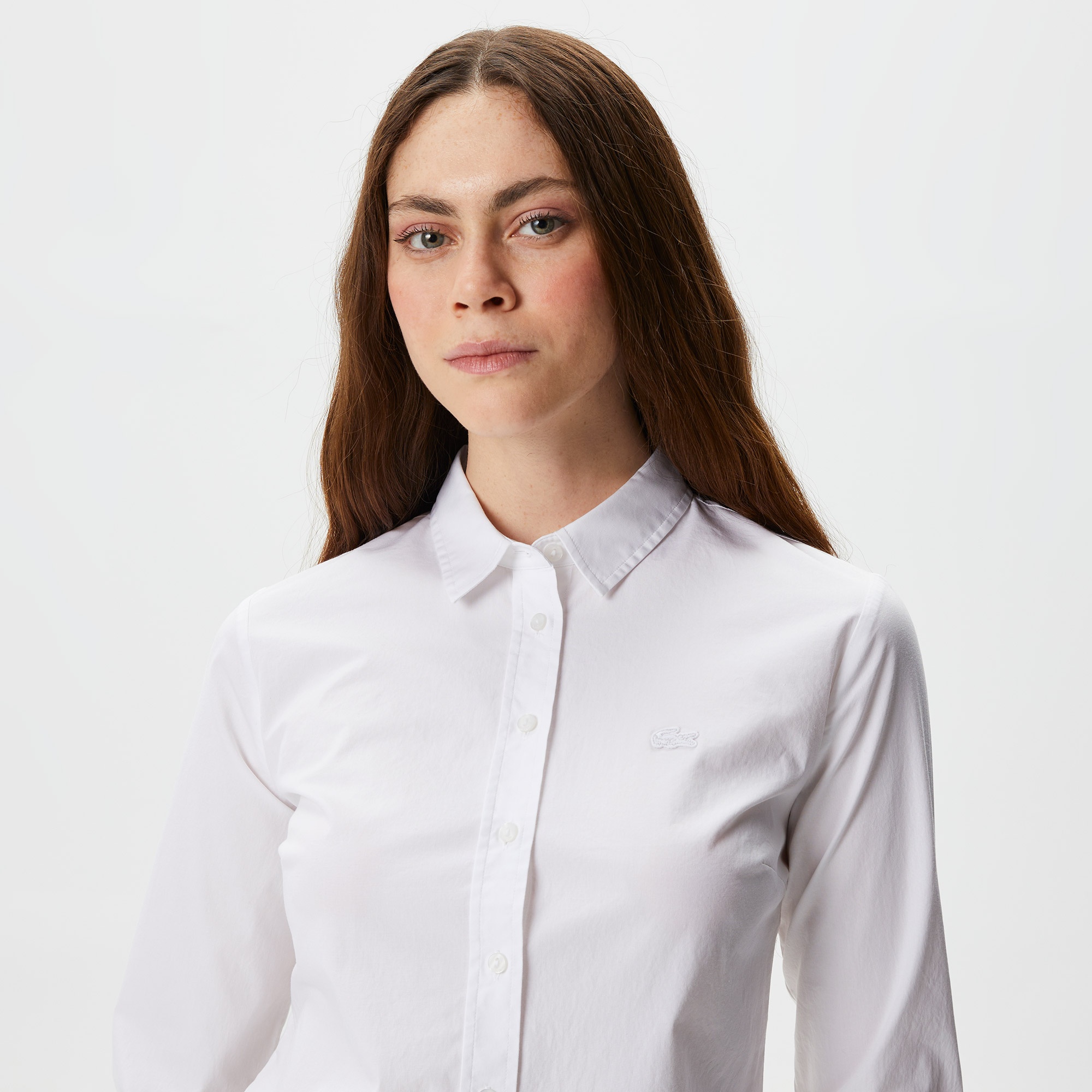 Lacoste Kadın Slim Fit Beyaz Gömlek