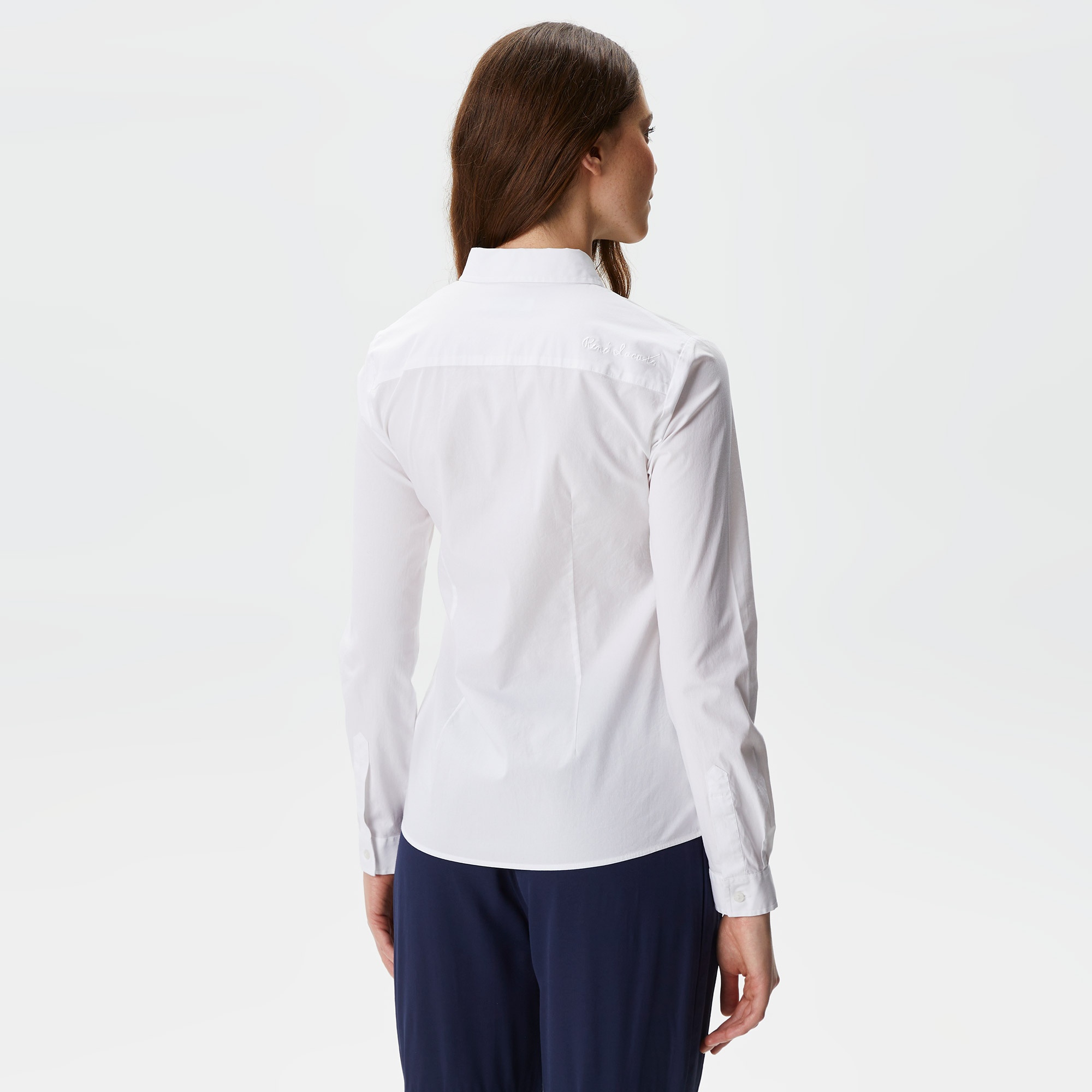 Lacoste Kadın Slim Fit Beyaz Gömlek