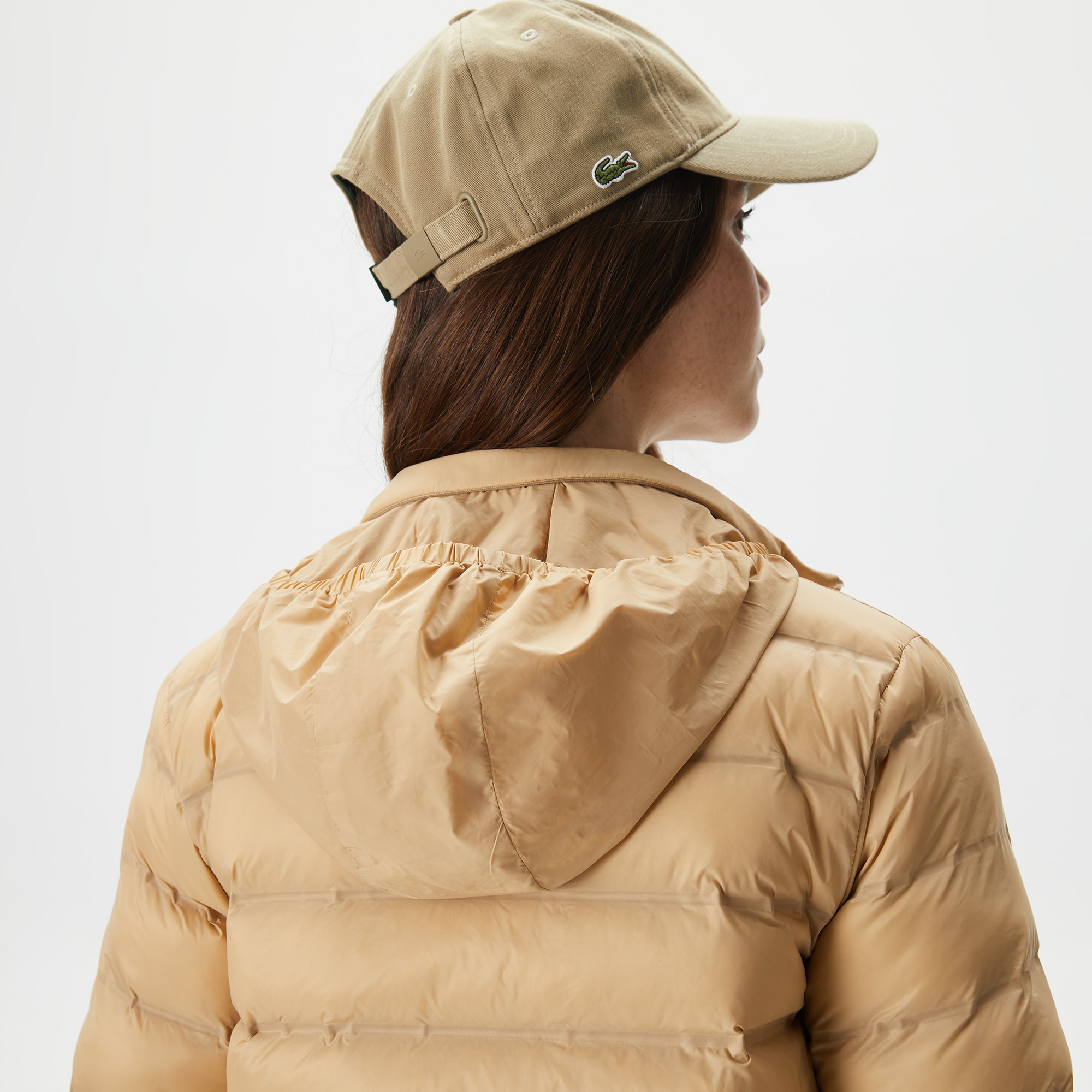 Lacoste Kadın Dik Yaka Kapitone Bej Mont