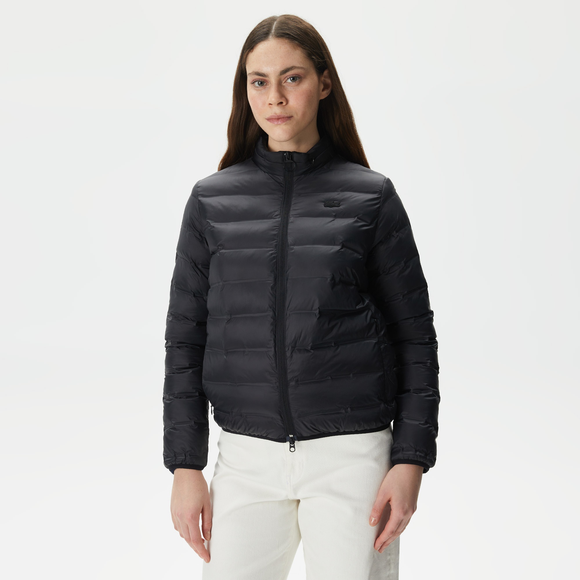 Lacoste Kadın Dik Yaka Kapitone Siyah Mont