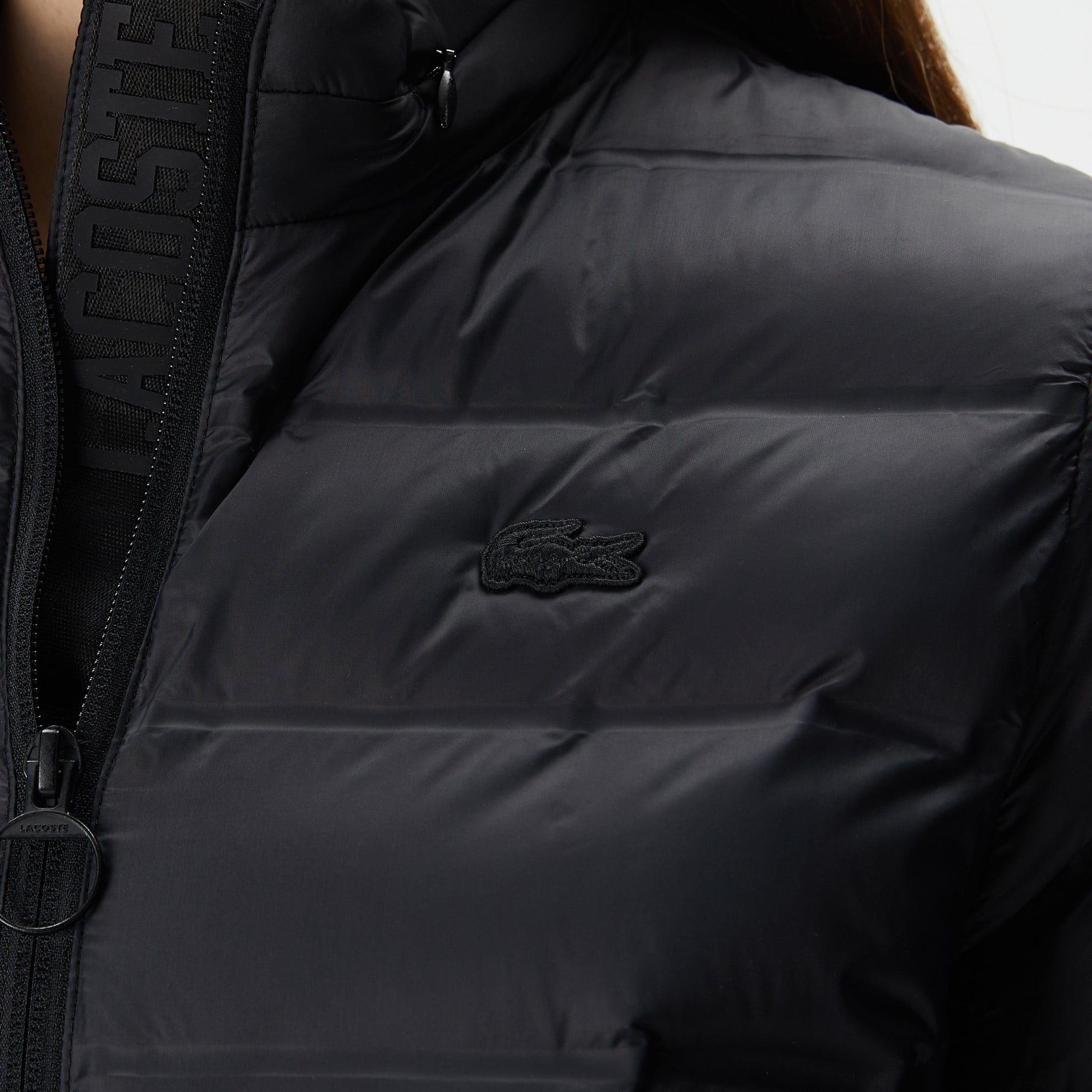 Lacoste Kadın Dik Yaka Kapitone Siyah Mont