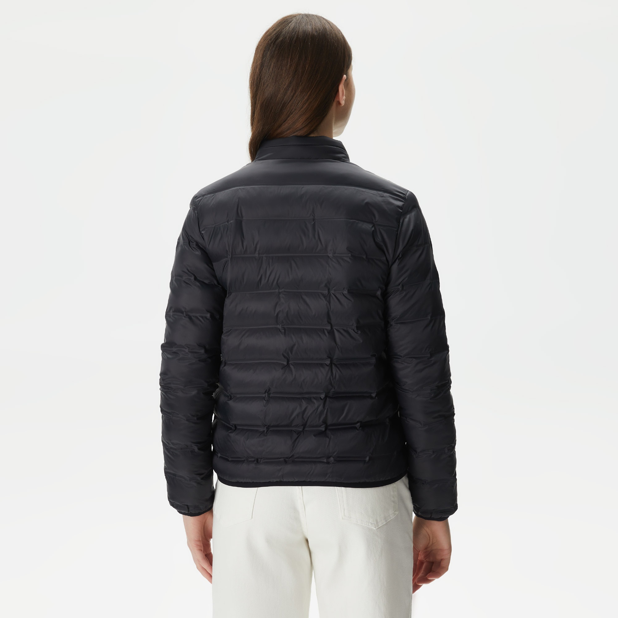 Lacoste Kadın Dik Yaka Kapitone Siyah Mont