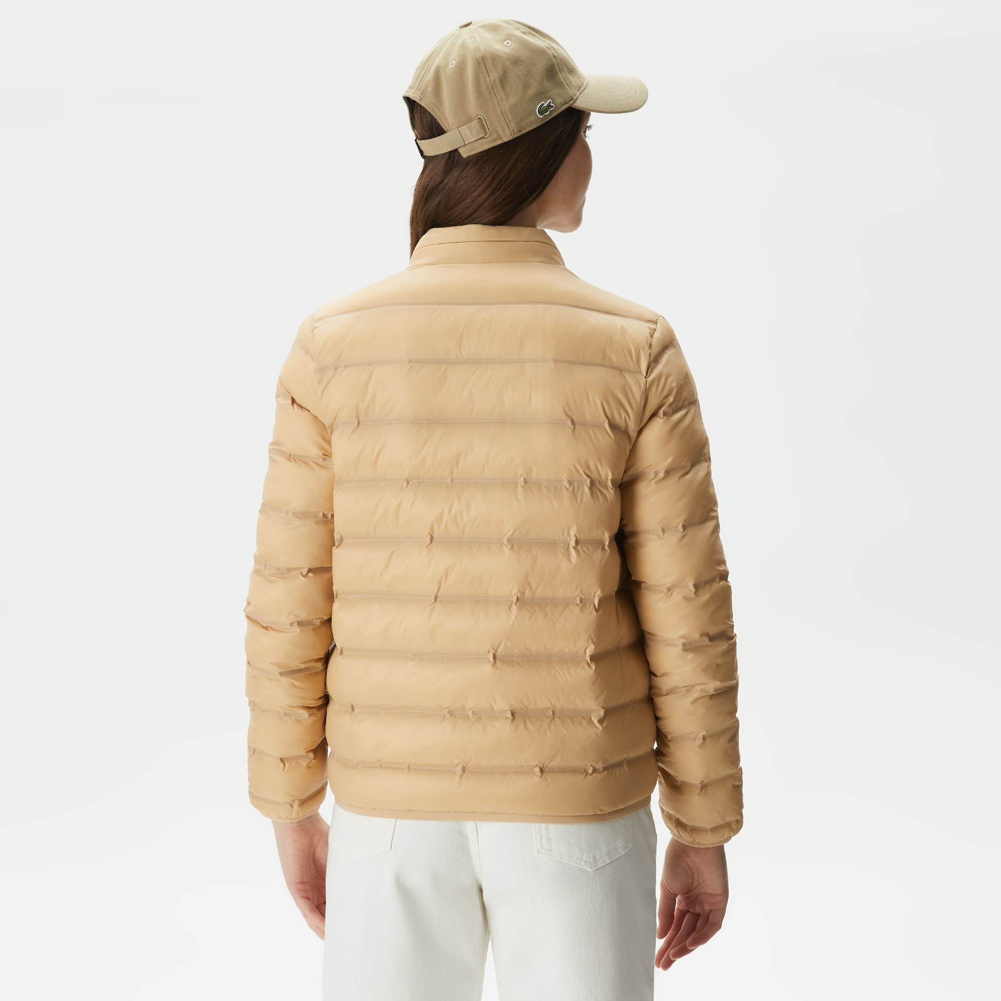 Lacoste Kadın Dik Yaka Kapitone Bej Mont