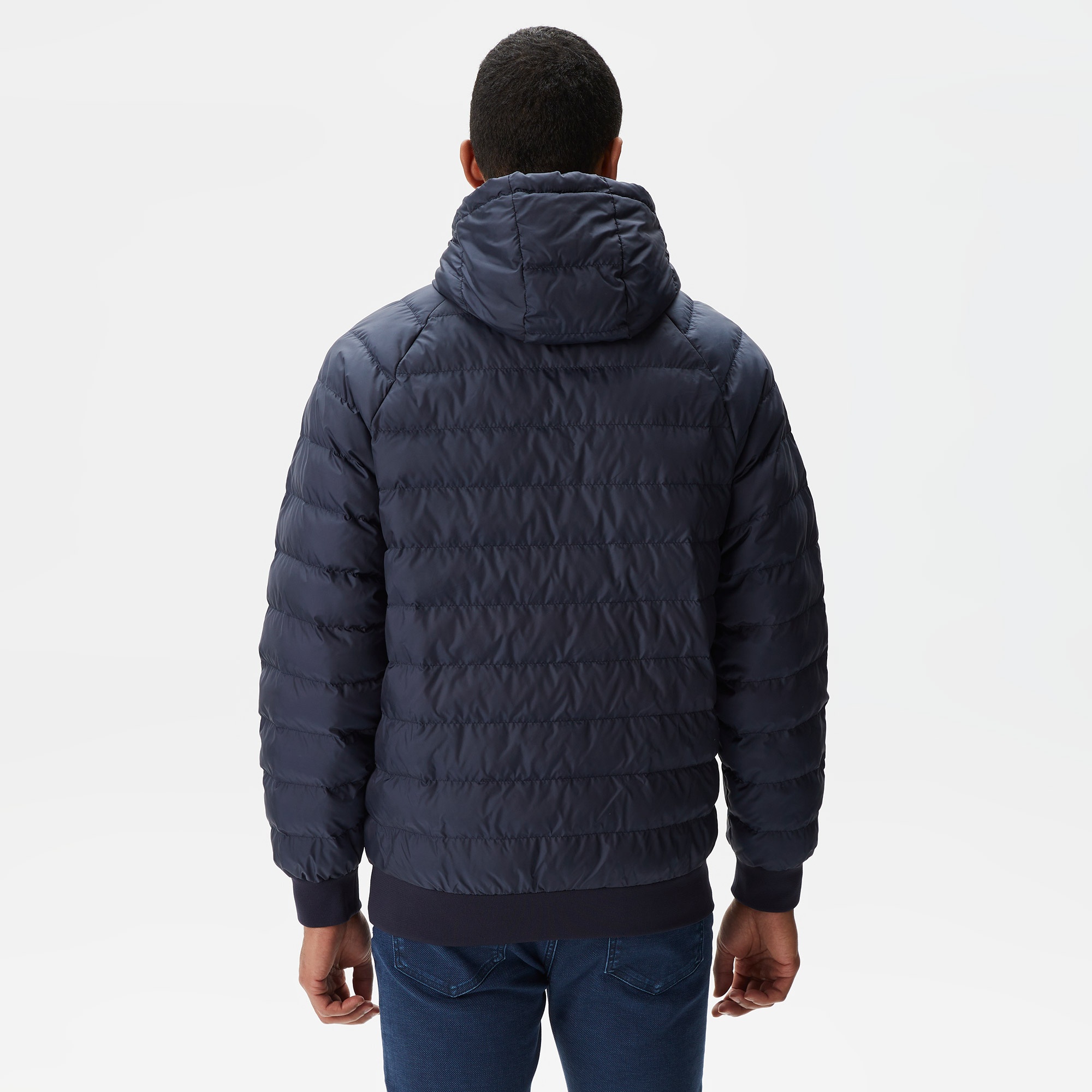 Lacoste Erkek Kapüşonlu Monogram Çift Taraflı Lacivert Bomber Ceket