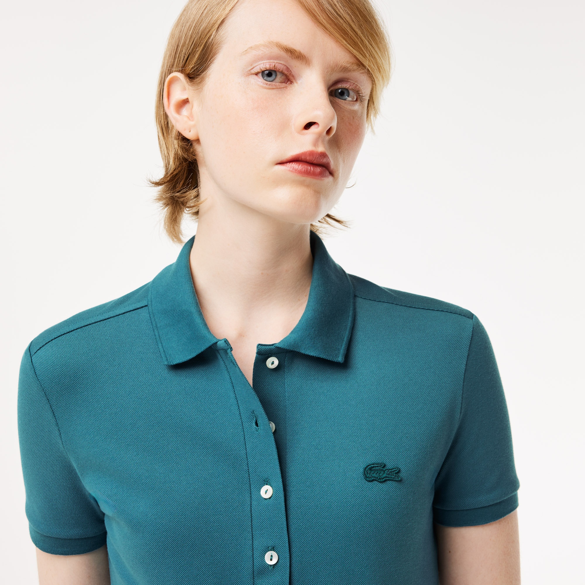 Lacoste Kadın Slim Fit Mavi Polo