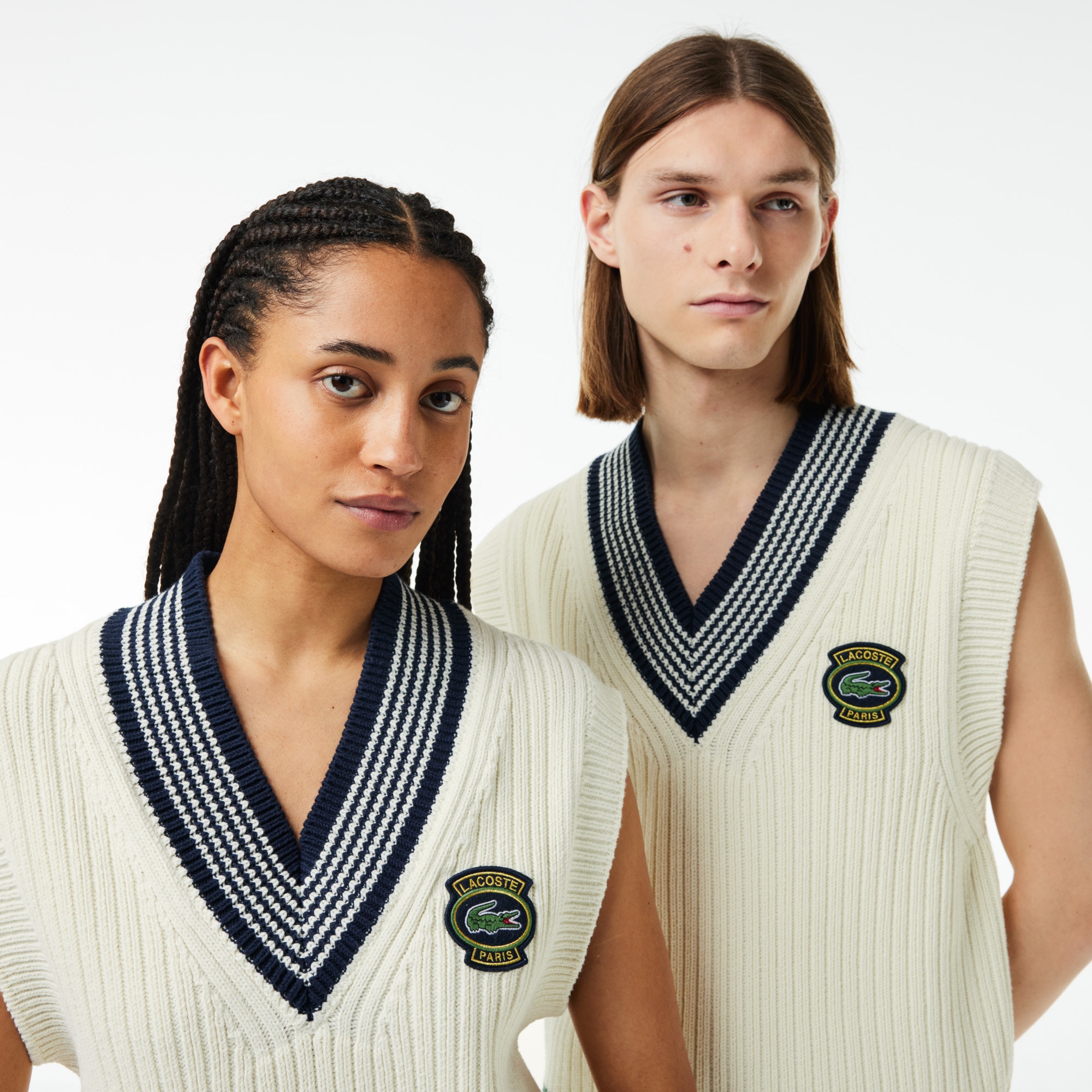 Lacoste Unisex Relaxed Fit Renk Bloklu Beyaz Süveter