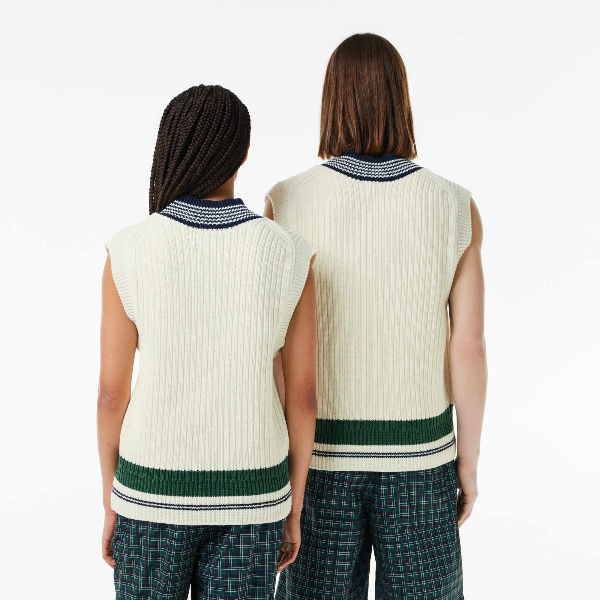 Lacoste Unisex Relaxed Fit Renk Bloklu Beyaz Süveter