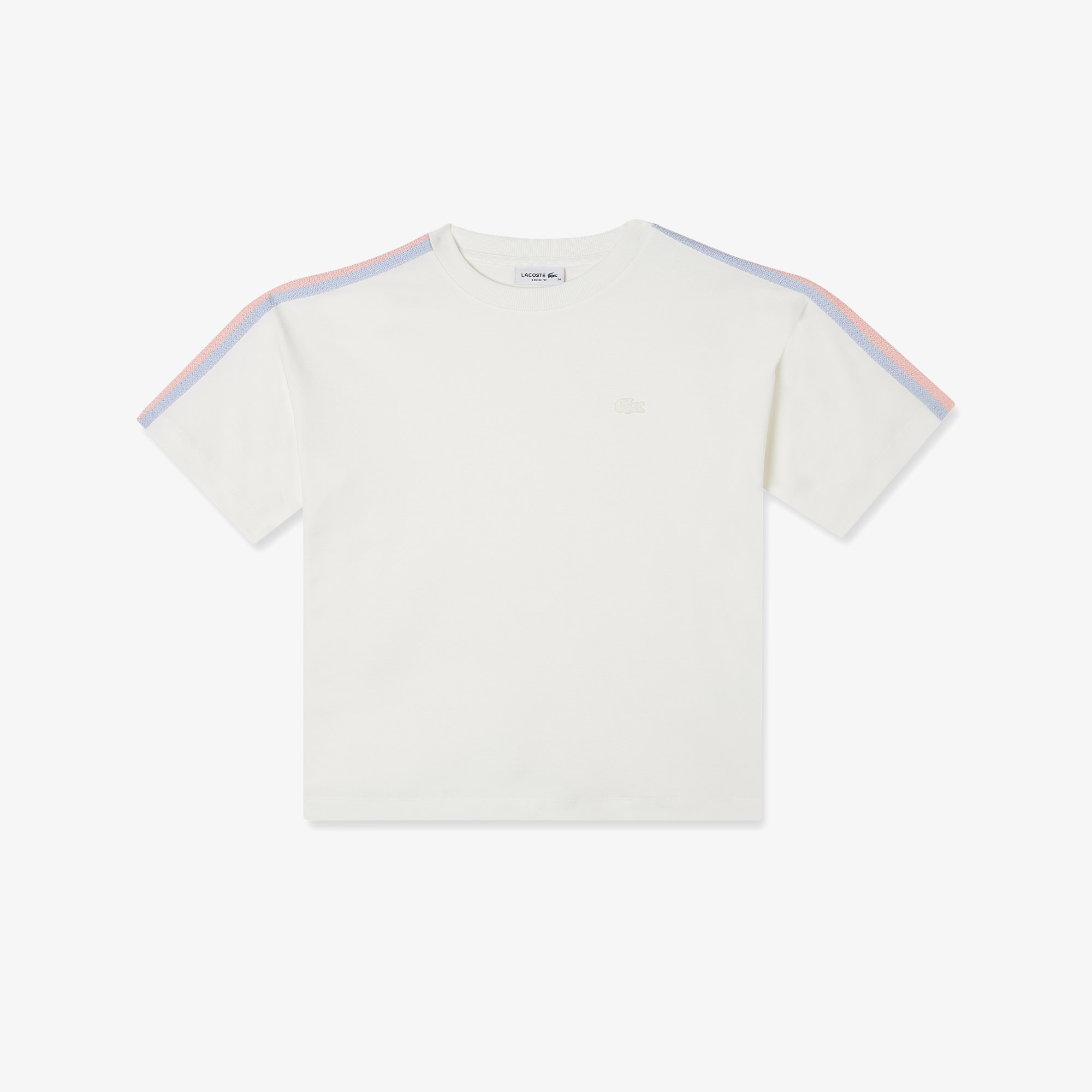 Lacoste Kadın Relaxed Fit Bisiklet Yaka Beyaz T-Shirt