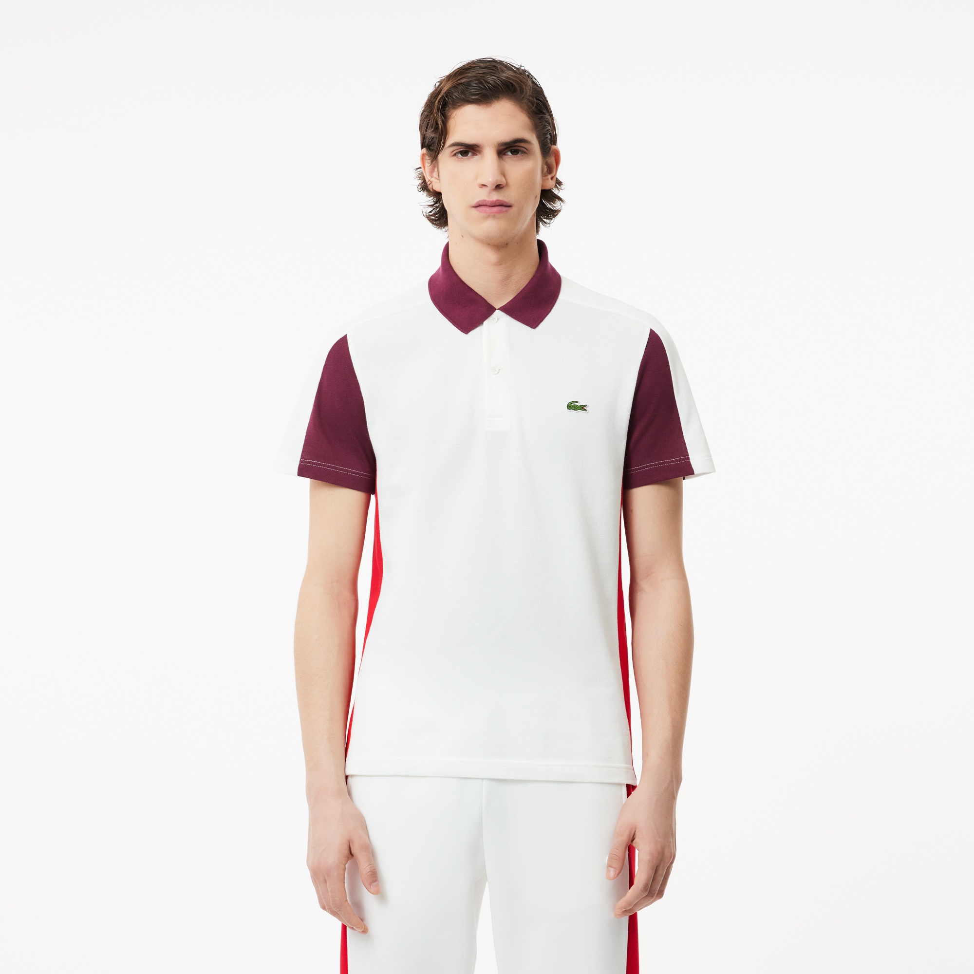 Lacoste Erkek Regular Fit Renk Bloklu Beyaz Polo
