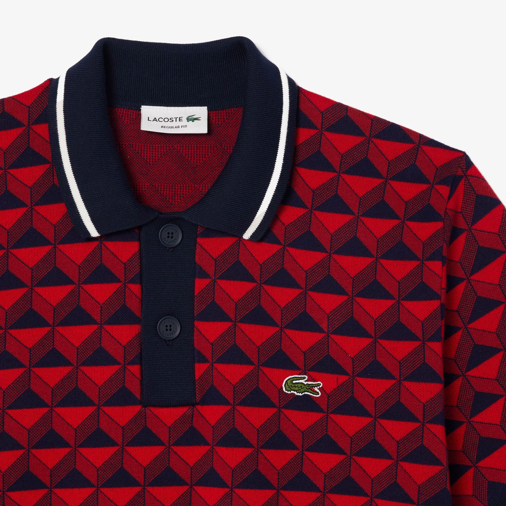 Lacoste Erkek Regular Fit Polo Yaka Monogram Bordo Triko