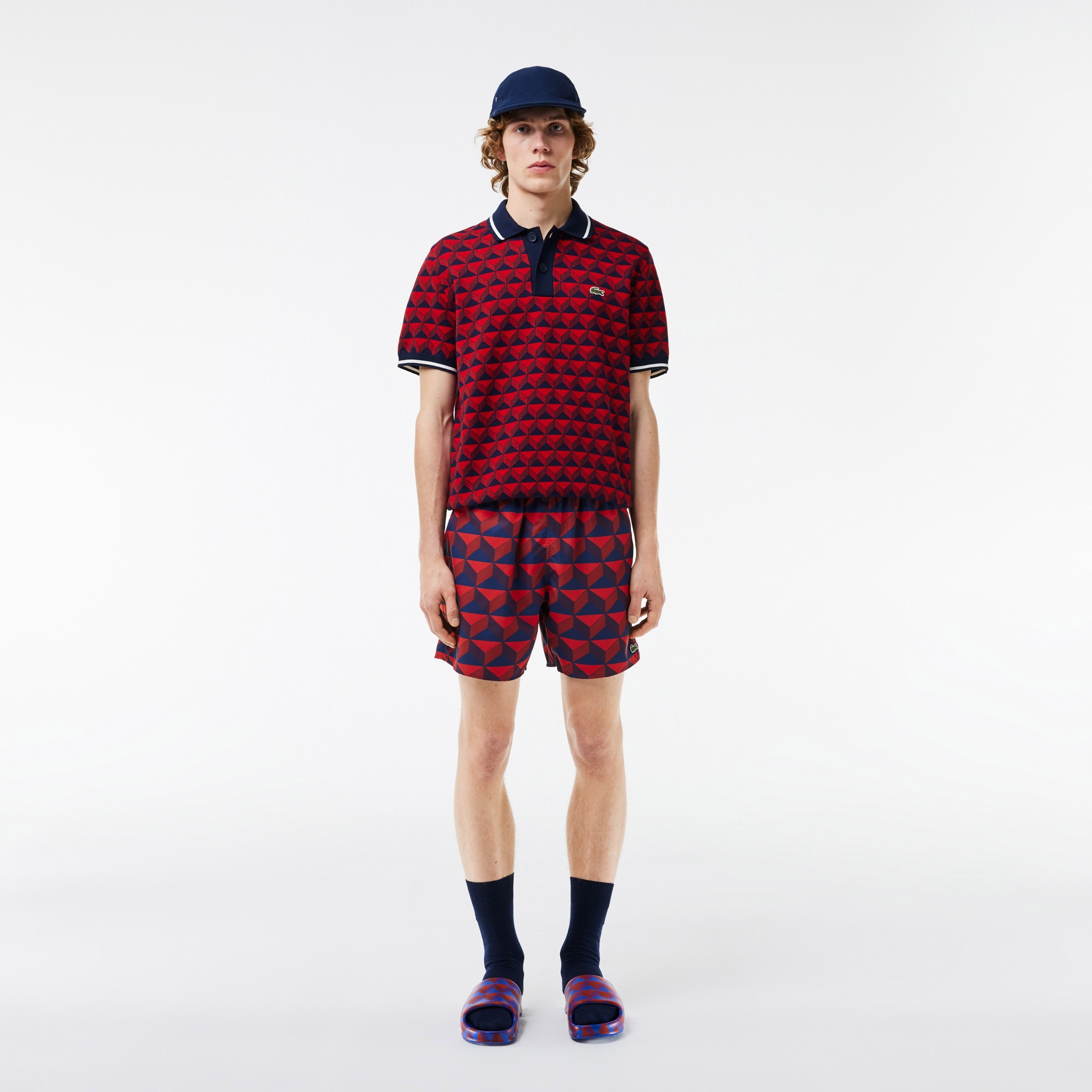 Lacoste Erkek Regular Fit Polo Yaka Monogram Bordo Triko