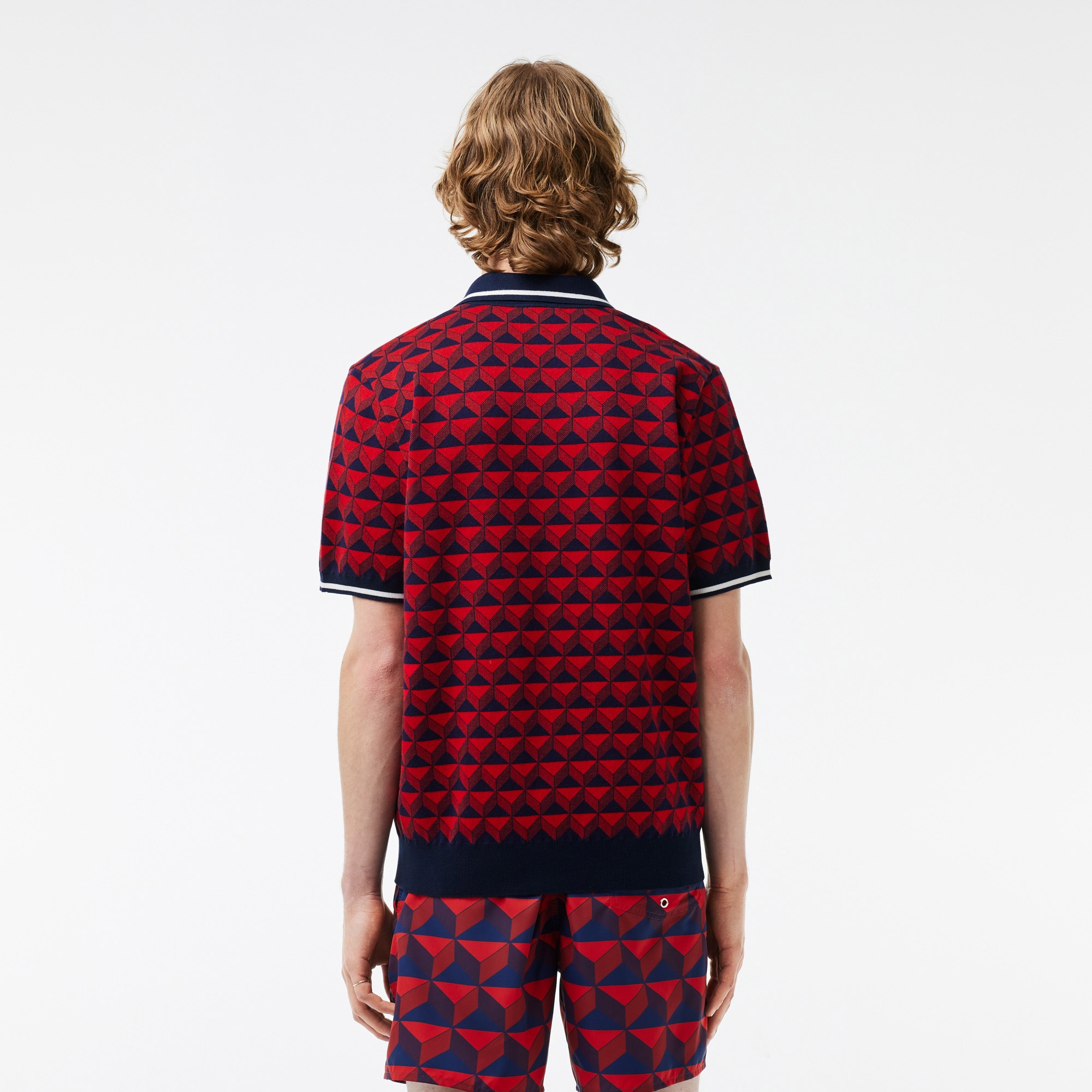 Lacoste Erkek Regular Fit Polo Yaka Monogram Bordo Triko