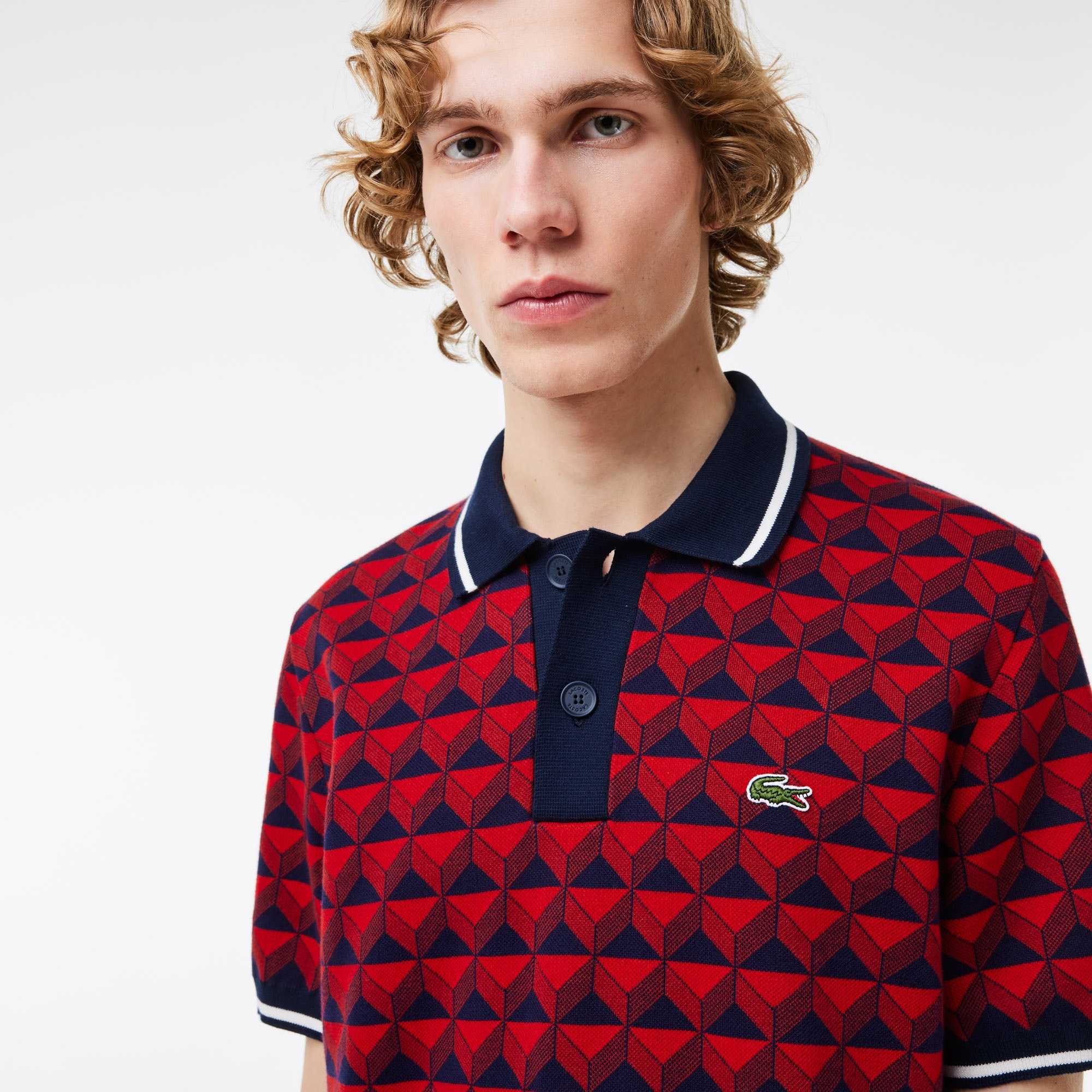 Lacoste Erkek Regular Fit Polo Yaka Monogram Bordo Triko